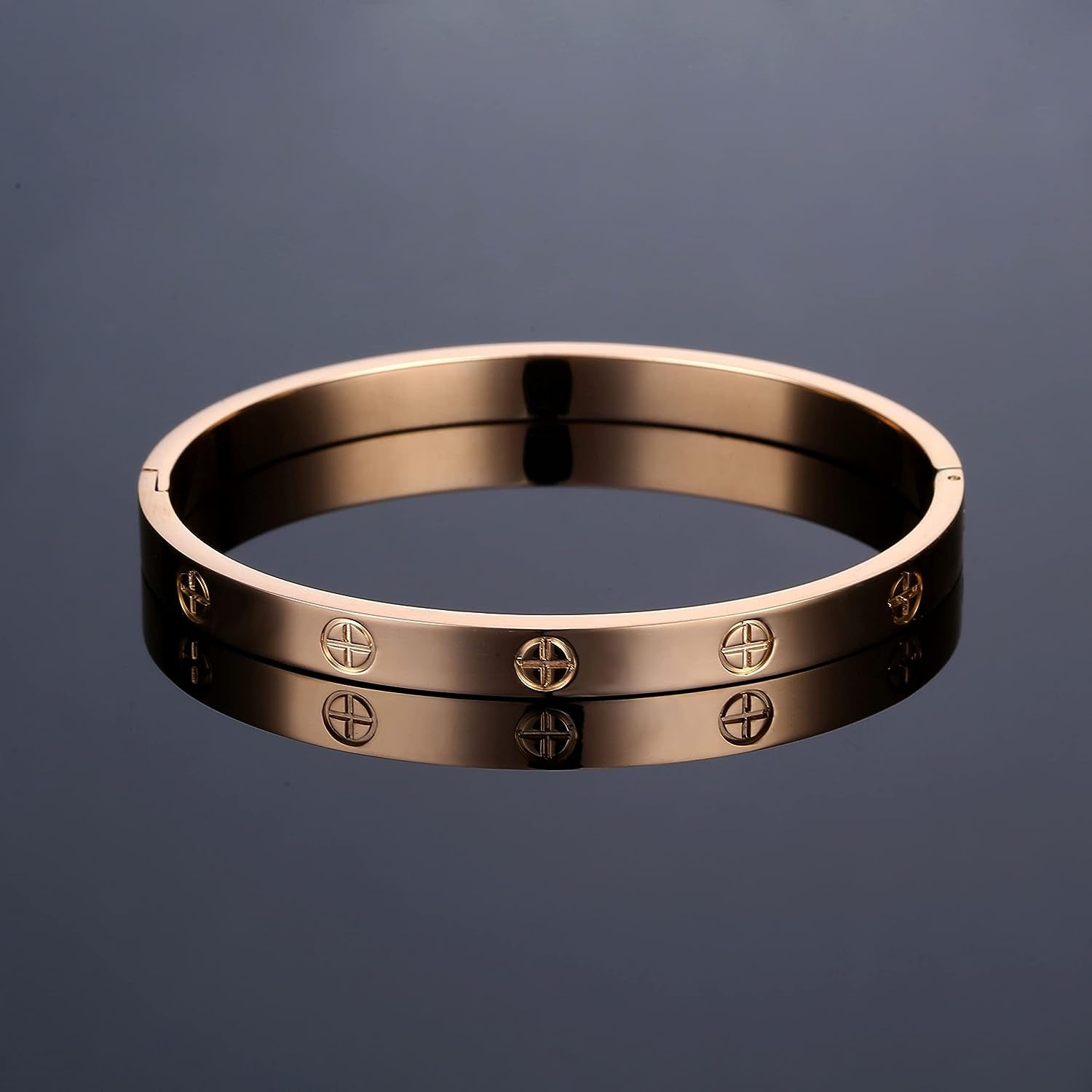 Women'S Stainless Steel Bracelet Jewelry Crystal Bracelet with Cube Zircon Hinge Jewelry Oval Bangle Witness the Gift of Love