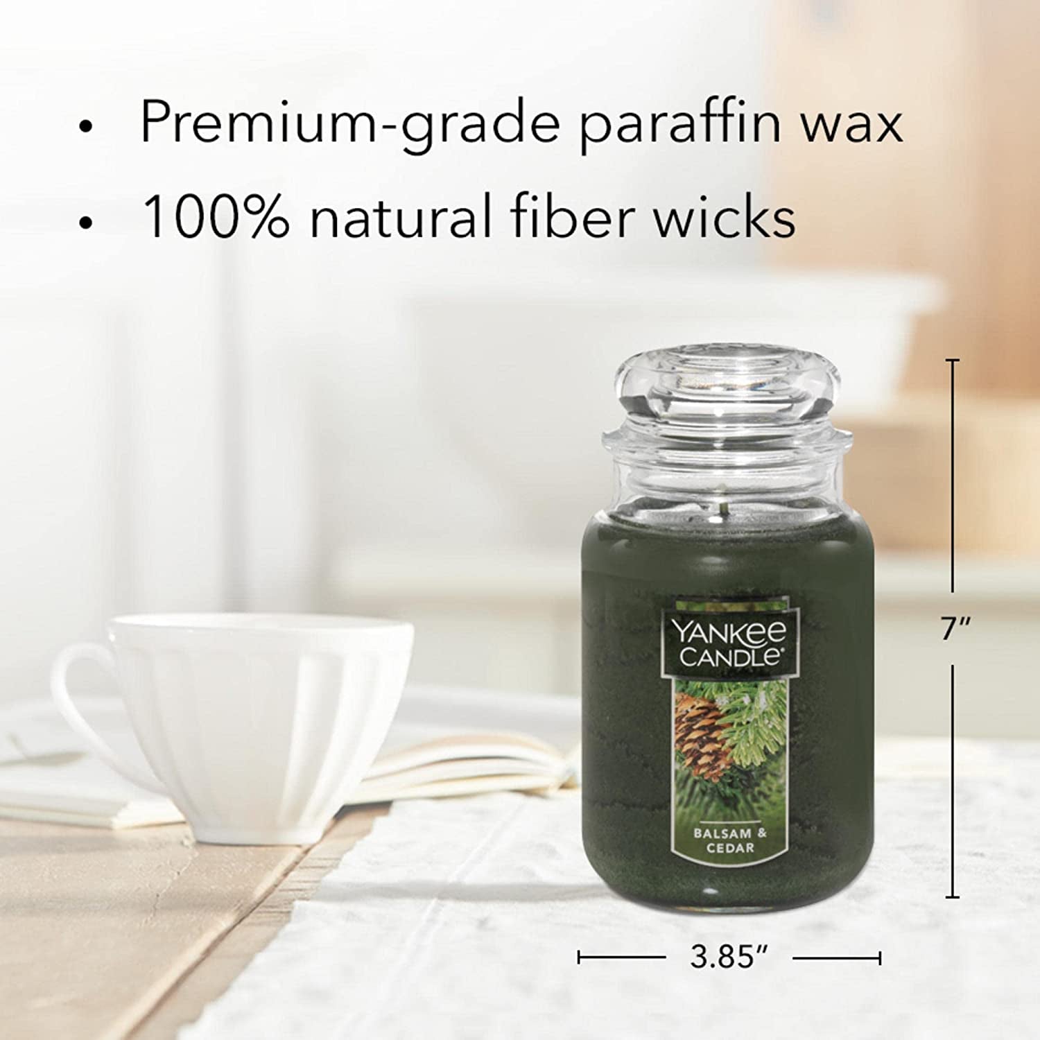 Yankee Candle Balsam & Cedar Scented, Classic 22Oz Large Jar Single Wick Candle, over 110 Hours of Burn Time