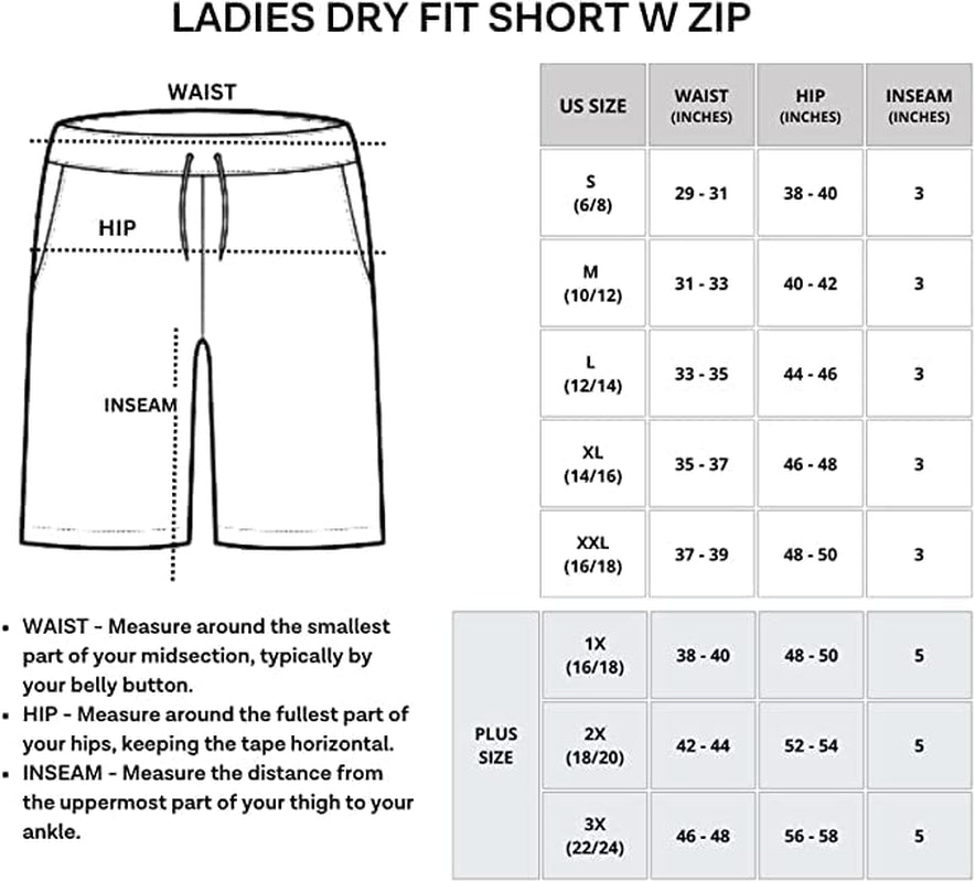 4 Pack: Womens Active Athletic Performance Dry-Fit Shorts with Zipper Pockets (Available in plus Size)