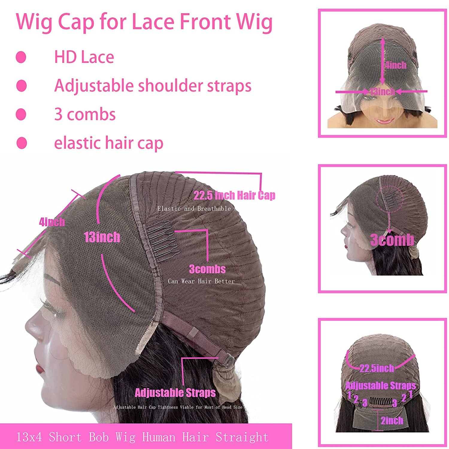 Lace Front Wigs Human Hair Bob Wigs for Black Women Human Hair Pre Plucked with Baby Hair 13X4 Lace Frontal Wig Human Hair Straight Short Bob Wigs Human Hair Glueless Brazilian Human Hair Wigs (14 Inch, Natural Color)