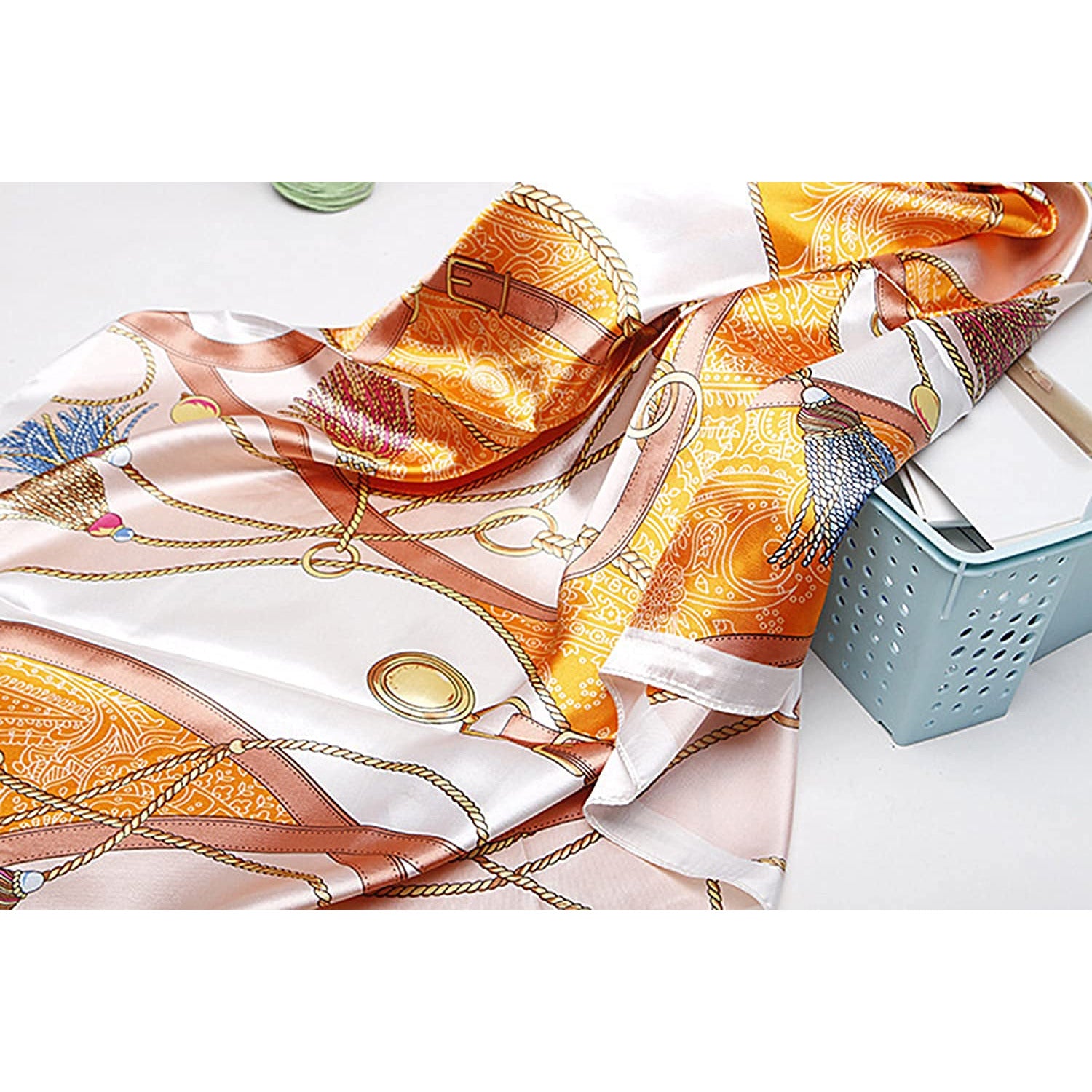 2 Pack 35" Satin Silk like Hair Scarf Bandana Light Head Wraps Neck Face Scarves Cover for Women