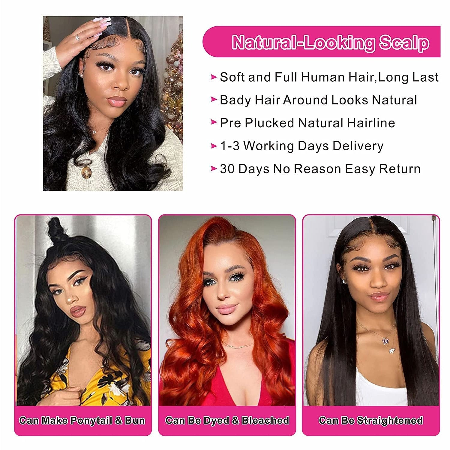 5X5 HD Lace Closure Wigs Human Hair 5X5 Body Wave Closure Wig for Women Virgin Human Hair Pre Plucked with Baby Hair 150% Density 5X5 Closure Wig True to Length Natural Black Color 26 Inch