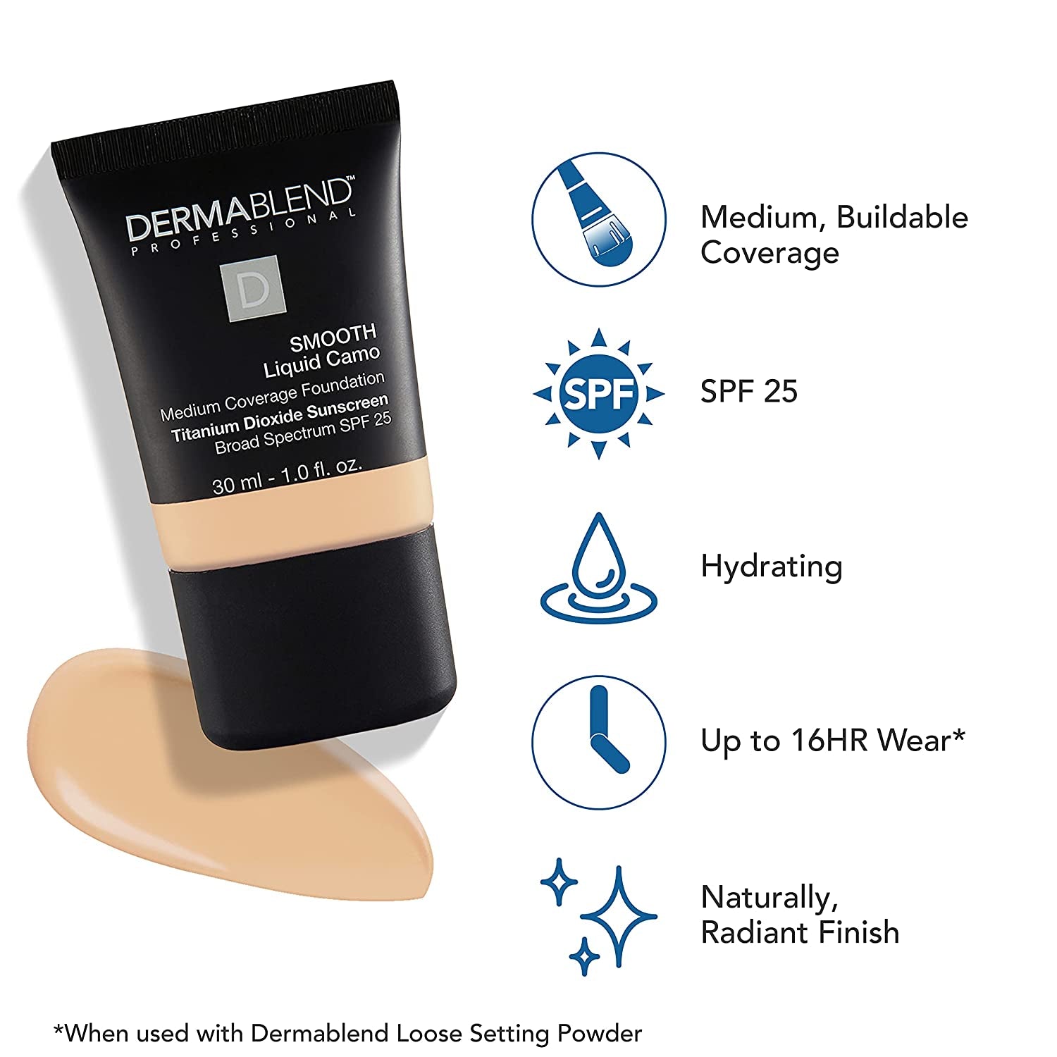 Smooth Liquid Camo Foundation for Dry Skin with SPF 25, Medium Coverage Foundation and Hydrating Makeup