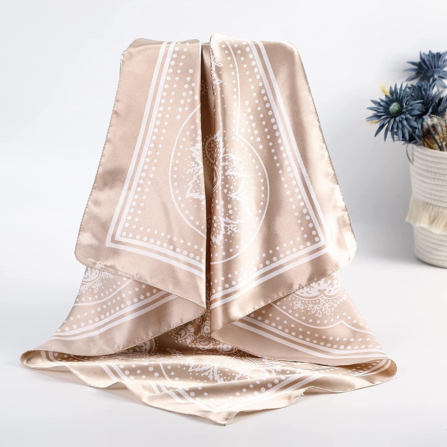 35" Large Square Satin Head Scarf - Silk Hair Scarf Square Hair Bandanas Large Scarf Sleeping Head Wraps for Women