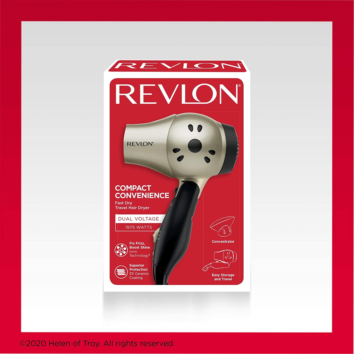Revlon 1875W Compact Folding Handle Hair Dryer | Great for Travel
