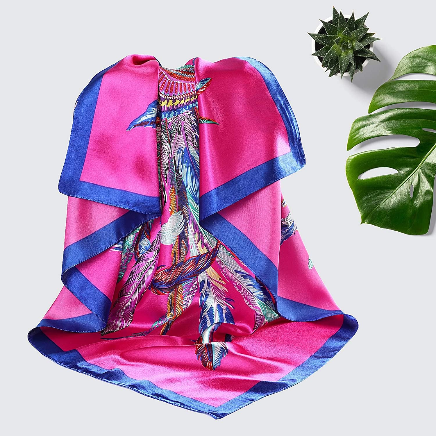 35 Inches Women Head Scarf Hair Bandanas - 4PCS Square Satin Head Scarves for Women Silk like Hair Kerchief Banadanas