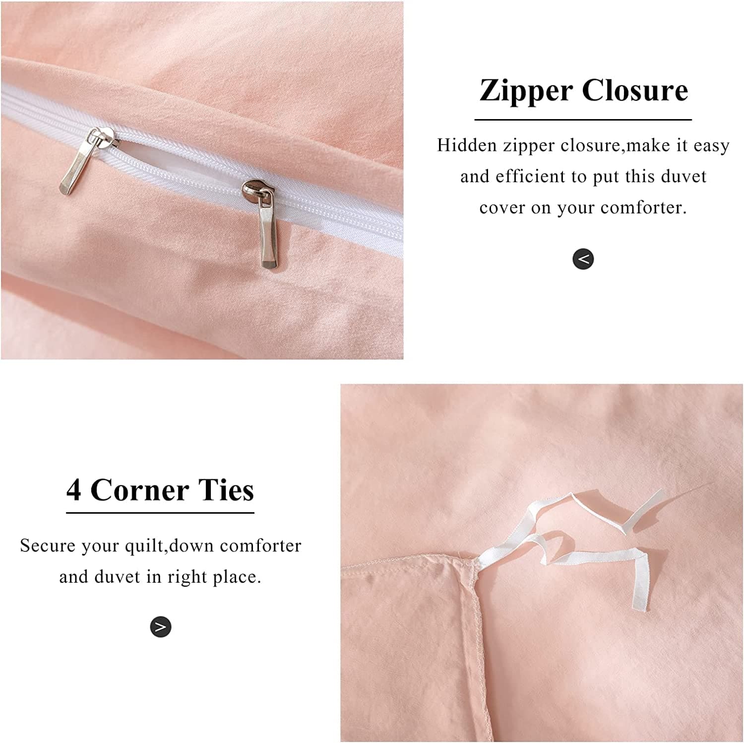 Pink Duvet Cover Queen Full Bedding Sets Washed Microfiber Blush Comforter Protector Cover, 3 Pieces Boho Style Solid Pink Quilt Cover Set, 1 Pink Queen Duvet Cover 90X90 and 2 Pillow Shams