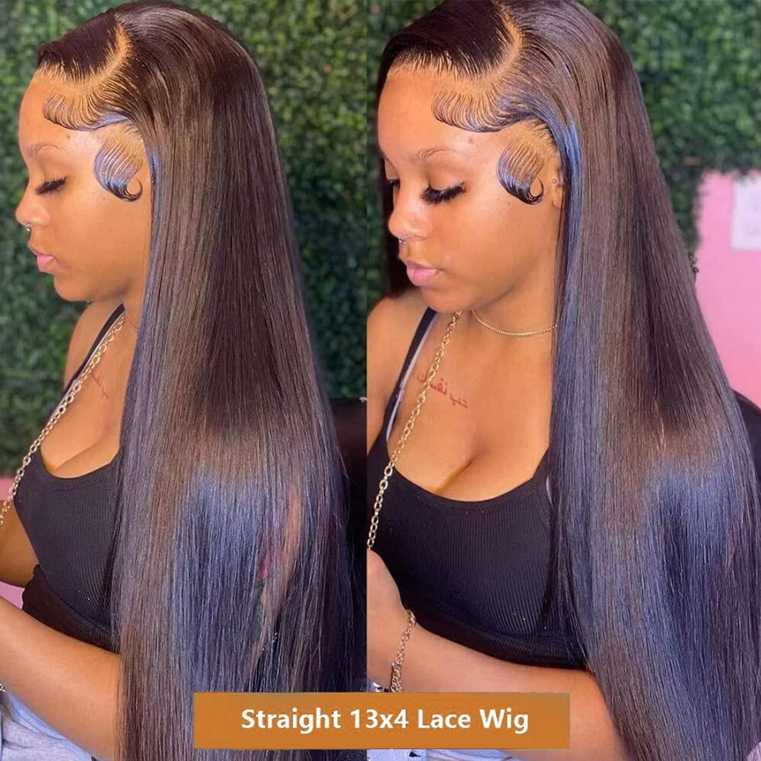 Straight Lace Front Wigs Human Hair Pre Plucked 13X4 Transparent HD Lace Frontal Wigs 180% Density Glueless Lace Front Wig Brazilian Virgin Human Hair Wig for Black Women with Baby Hair 24 Inch