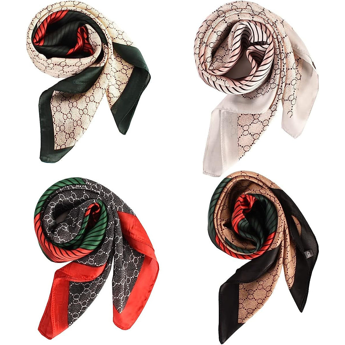 4/5 Pcs 27.5 Inch Head Scarf Silk Bandana Satin Hair Scarf Square Neck Scarf for Women Girls