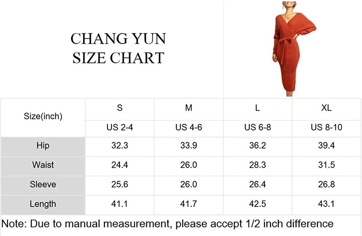 Women'S Long Maxi Sweater Dresses Sexy Wrap Batwing V Neck Slit Open Back Holiday Bodycon Dress with Belt
