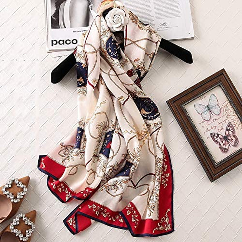 ANDANTINO 100% Mulberry Silk Long Scarf for Women Large Shawls for Headscarf and Neck- Oblong Hair Wraps with Gift Packed