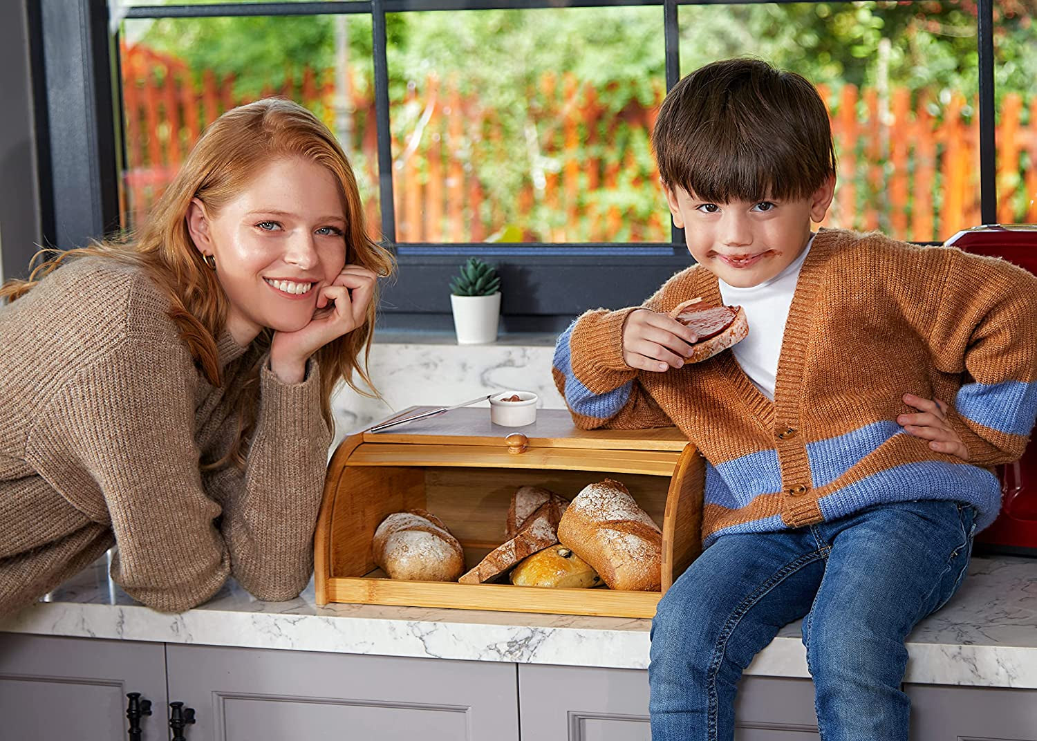 Premium Bamboo Bread Box, Bread Storage and Organizer, Organizer for Kitchen Countertop, Assembly Required