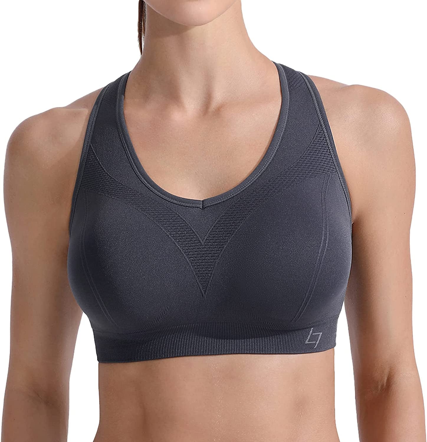 Racerback Sports Bras for Women - Padded Seamless High Impact Support for Yoga Gym Workout Fitness