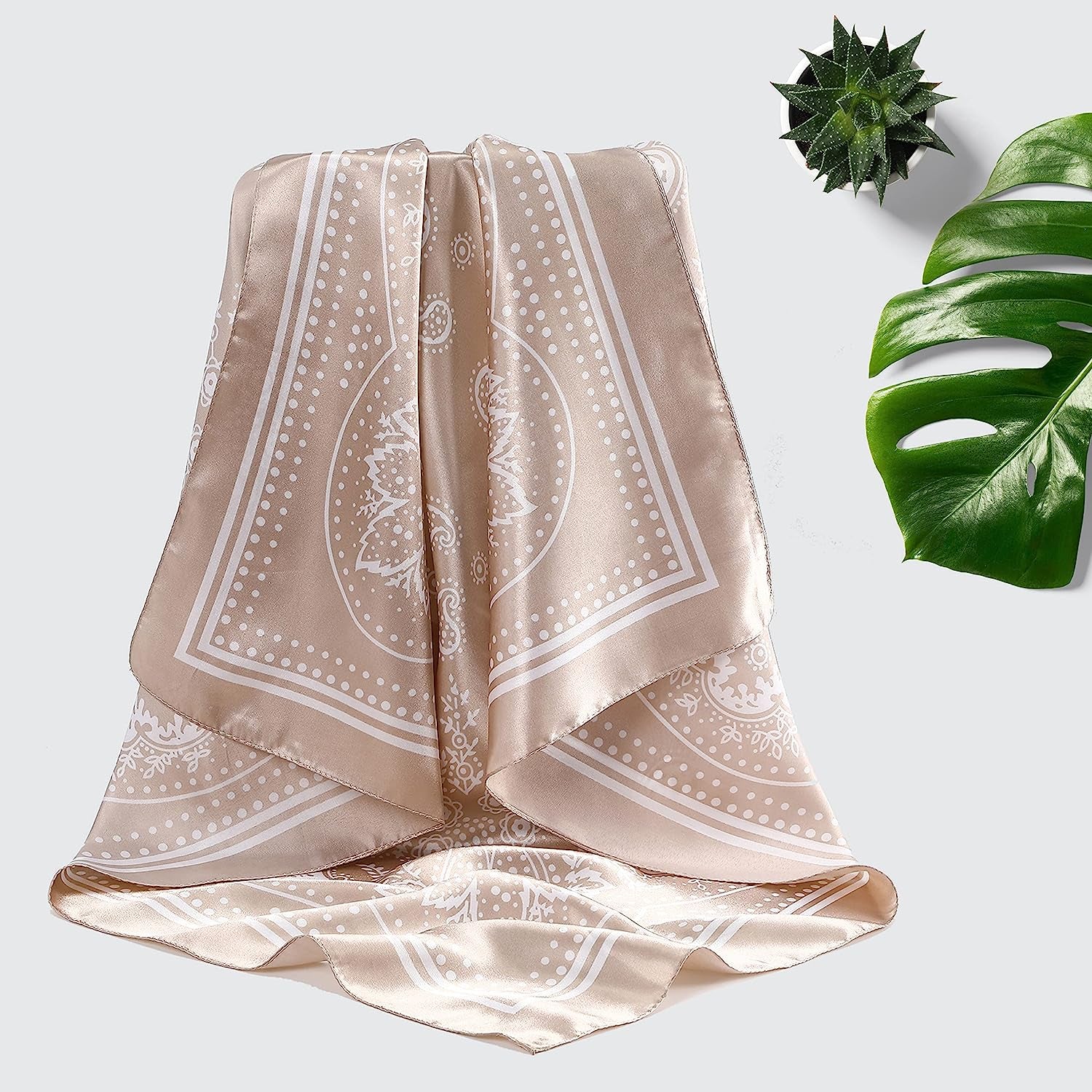 35 Inches Women Head Scarf Hair Bandanas - 4PCS Square Satin Head Scarves for Women Silk like Hair Kerchief Banadanas