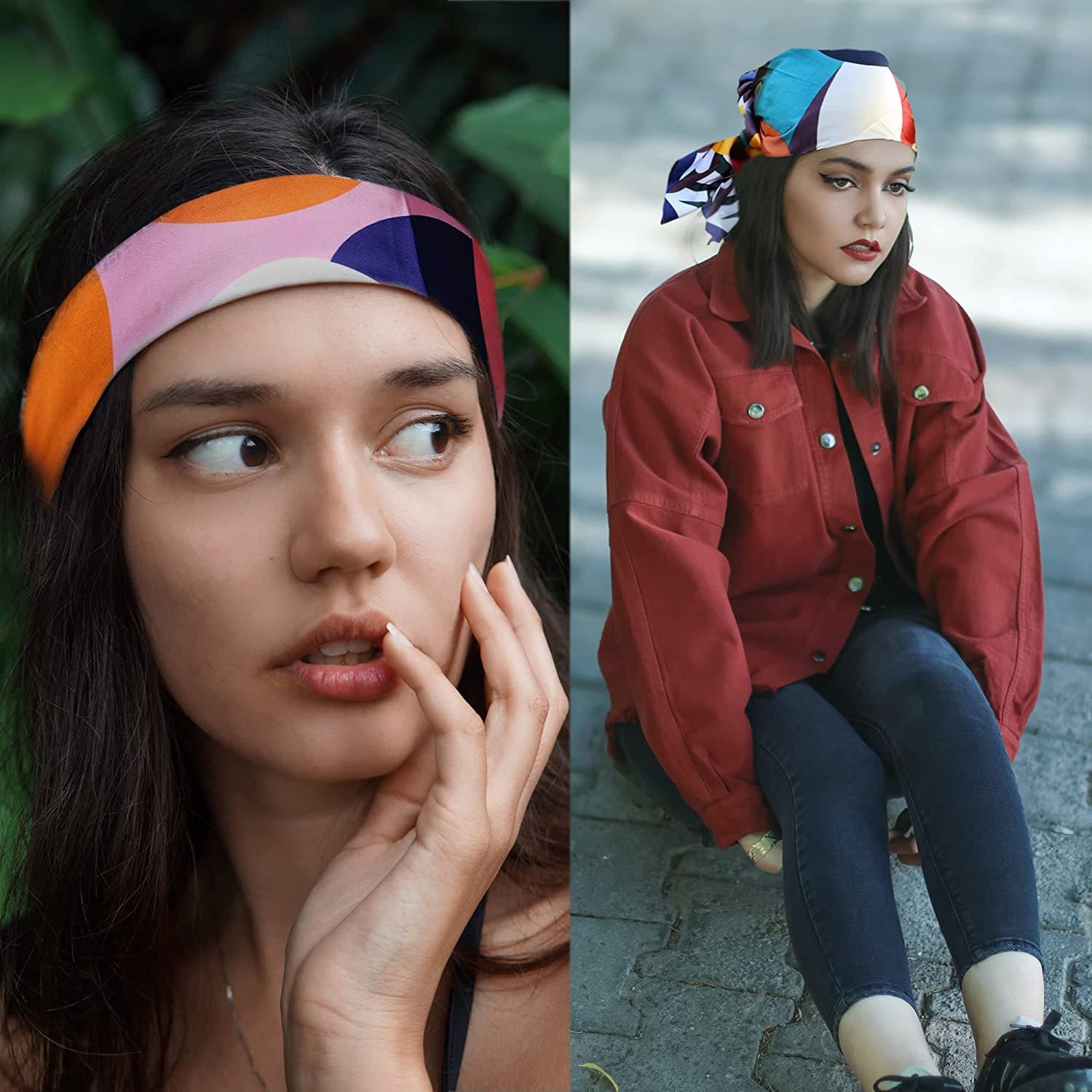 4PCS Large Satin Head Scarf for Women 35" Square Soft Smooth Silk like Hair Scarf Wraps Bandana for Sleeping