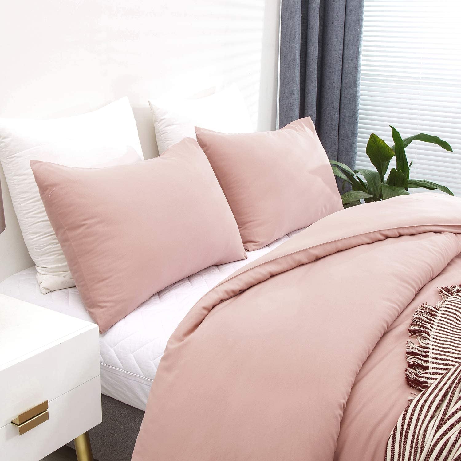 Pink Blush Comforter Set Full Mauve Bedding Comforter Sets Full Dusty Rose Bedding Sets Girls Women Bedding Pink Bed Comforter 3Pcs Blush Comforter for Full Bed