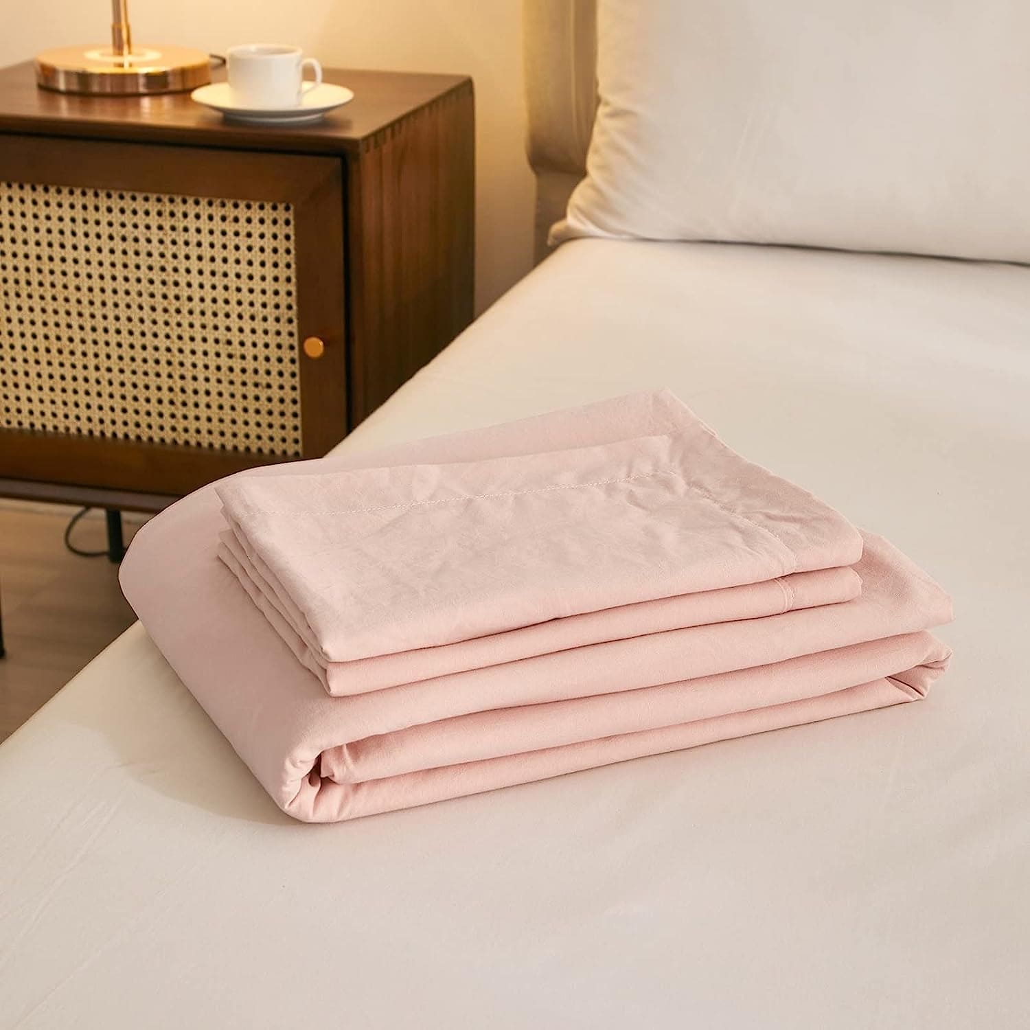 Pink Duvet Cover Queen Full Bedding Sets Washed Microfiber Blush Comforter Protector Cover, 3 Pieces Boho Style Solid Pink Quilt Cover Set, 1 Pink Queen Duvet Cover 90X90 and 2 Pillow Shams