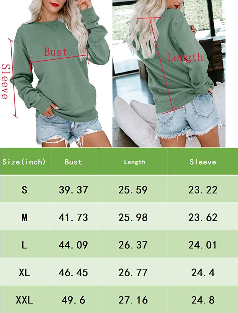 Womens Casual Long Sleeve Sweatshirt Crew Neck Cute Pullover Relaxed Fit Tops