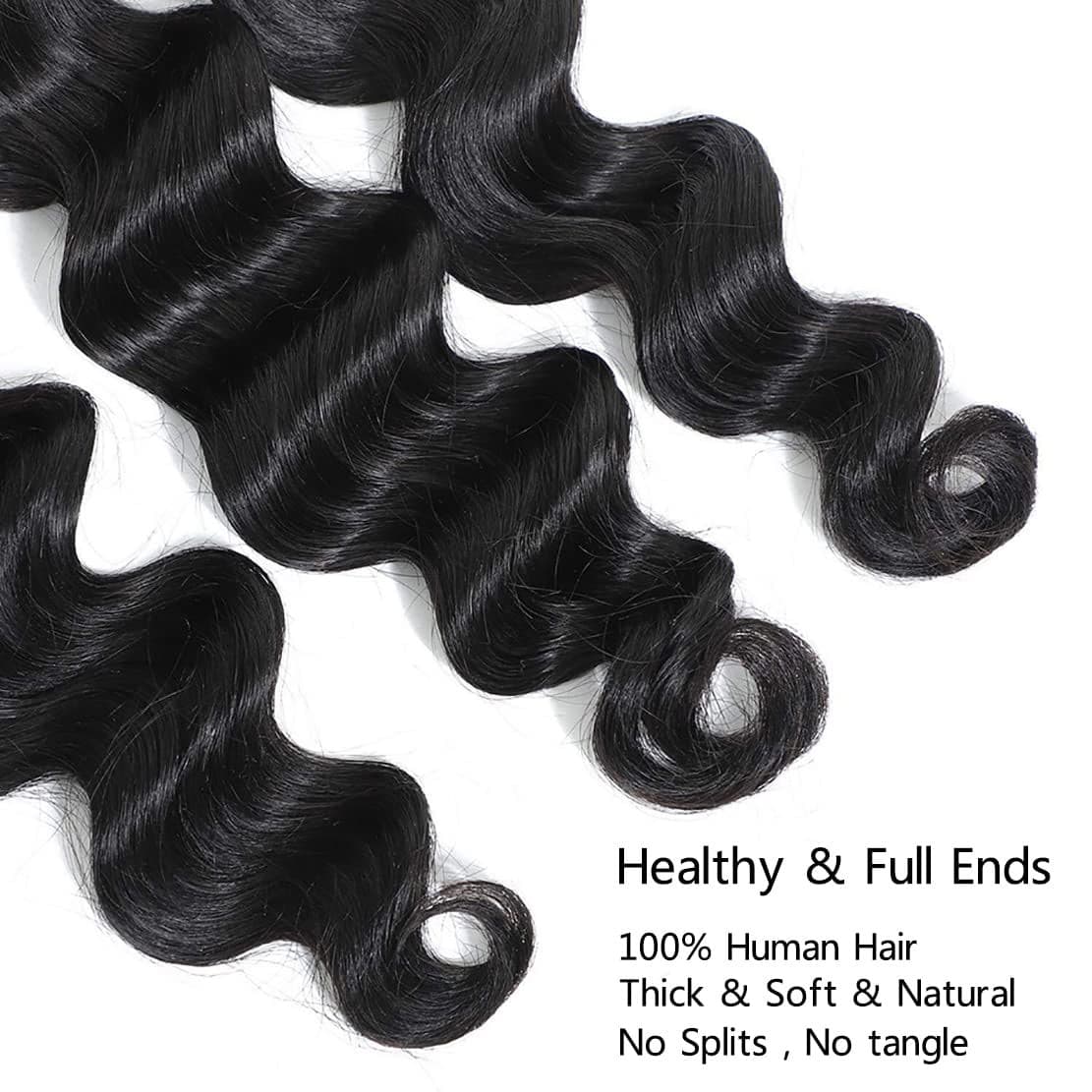 Loose Deep Wave Bundles Human Hair Weave Bundles 100% Unprocessed Brazilian Virgin Hair Wet and Wavy Bundles Human Hair Extensions Natural Black Color