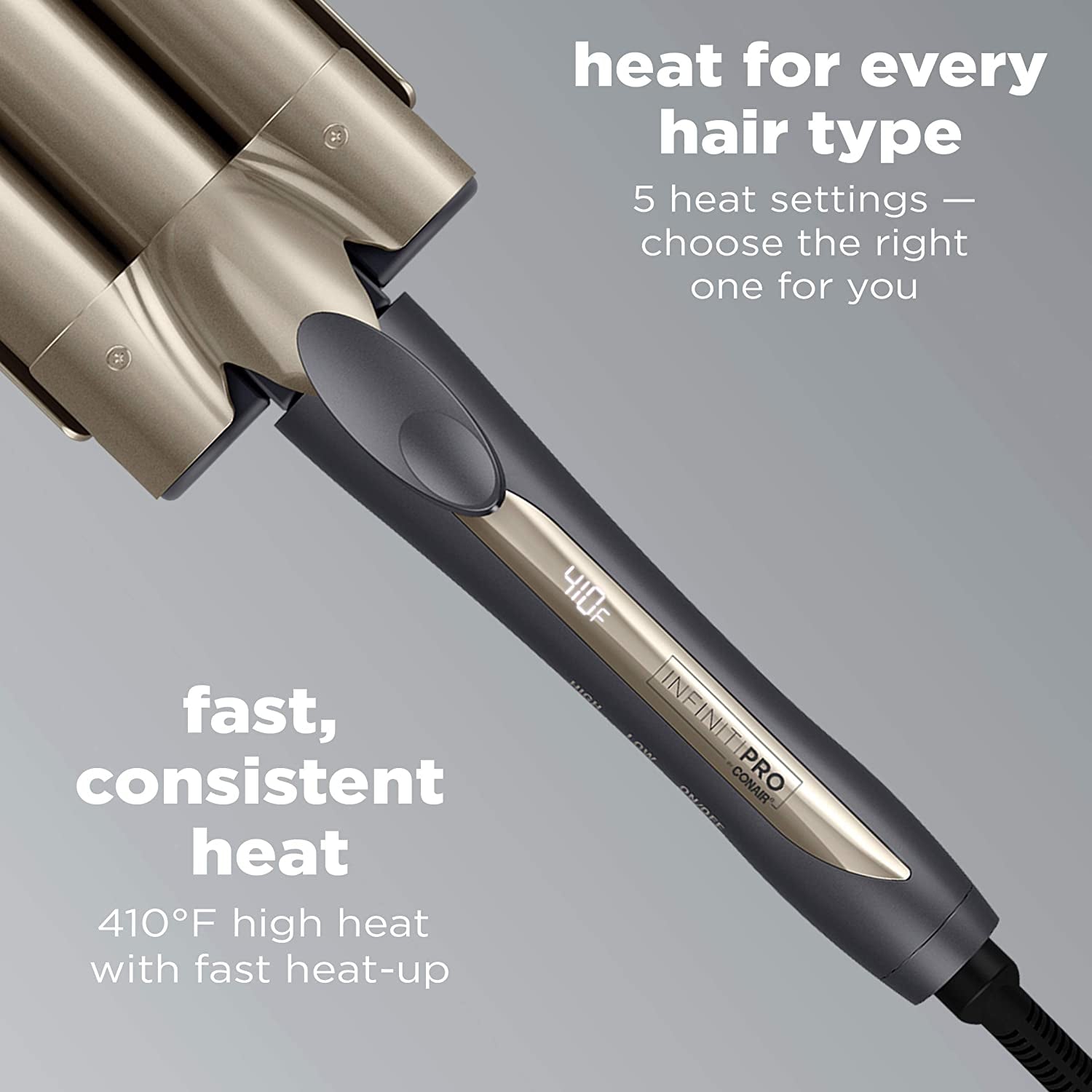 INFINITIPRO by 3 Barrel Hair Waver, Beach Waver Curling Iron, Long-Lasting Natural Looking Waves