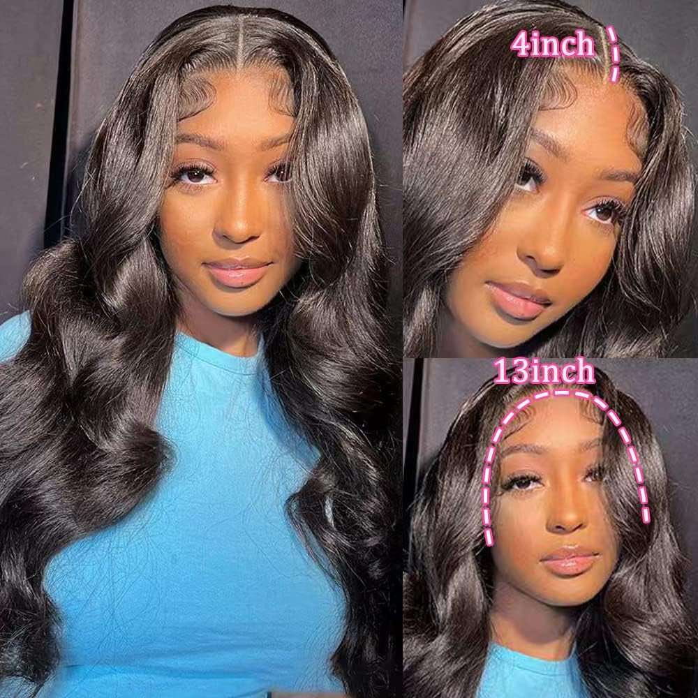 YELHADU Body Wave Lace Front Wigs Human Hair Pre Plucked 13X4 HD Lace Frontal Wigs Human Hair 150 Density Natural Black Wigs for Women Human Hair Lace Front Wig with Baby Hair Glueless 22 Inch
