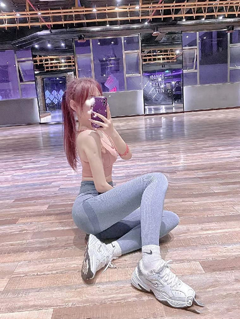 Women'S 2 Piece Butt Lifting Yoga Leggings Workout High Waist Tummy Control Ruched Booty Pants