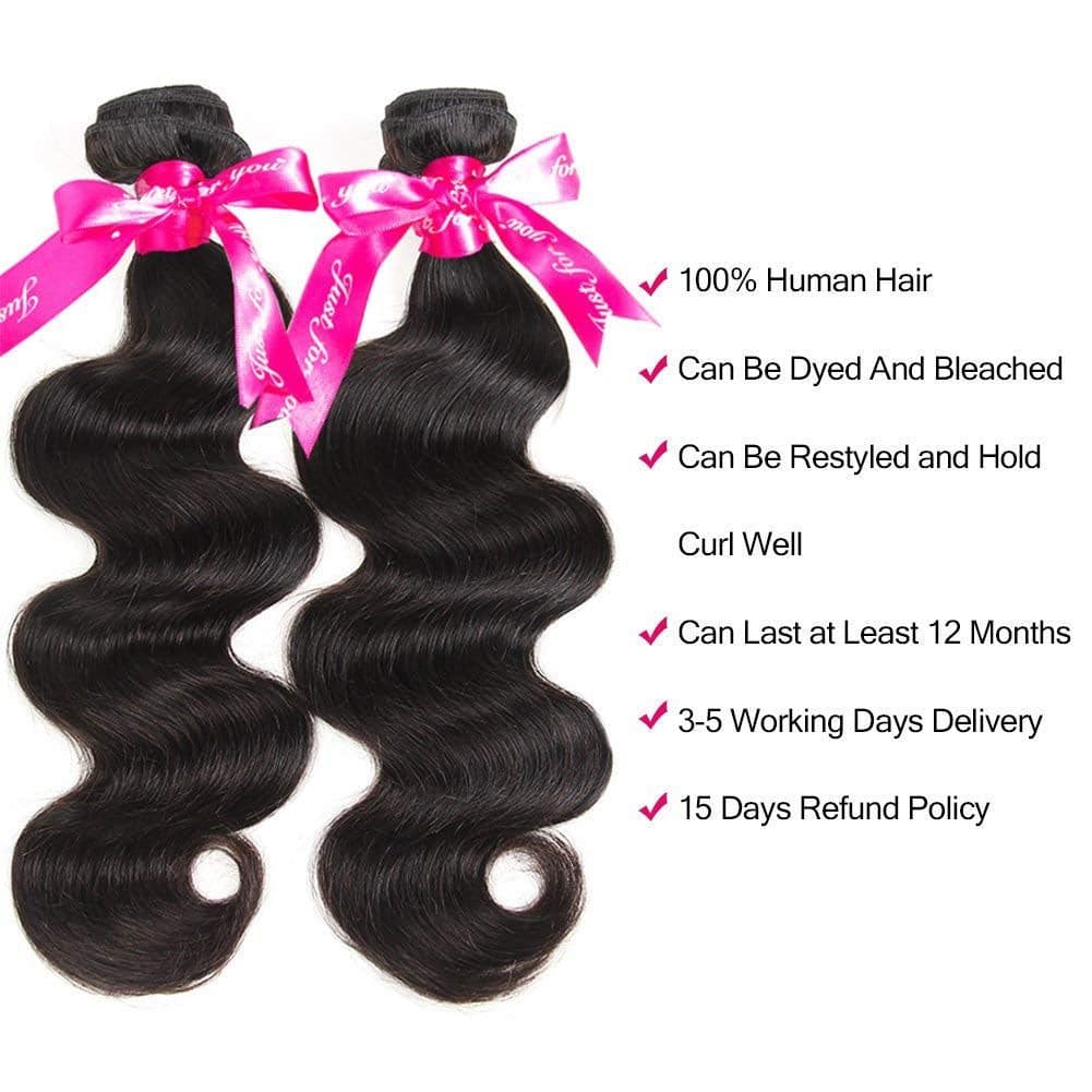 Body Wave Human Hair 3 Bundles Double Weft 10A Brazilian Hair Bundles (18/20/22 Inch, 3 Bundles)