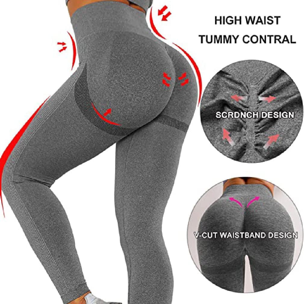 Women'S 2 Piece Butt Lifting Yoga Leggings Workout High Waist Tummy Control Ruched Booty Pants