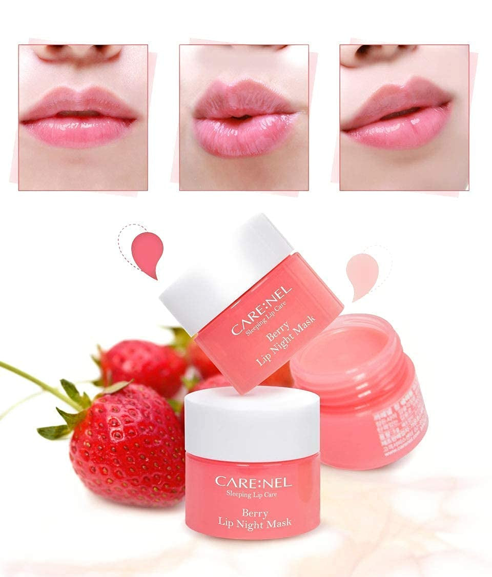 CARENEL Lip Sleeping Mask 5G ( 3 Set ) - Korean Skin Care Maintaining Moist Lips All Day Long - Lip Gloss and Moisturizers Cream Long Lasting - Night Treatments Lip Balm Chapped for Cracked Lips, Dry Lips, Wrinkles Lips for Girls, Women and Men