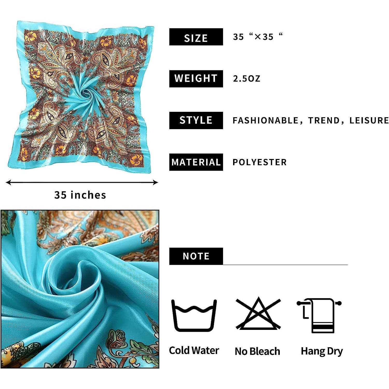 Women'S 35" Satin Square Silk like Hair Scarves and Wraps-Square Silk Head Scarf for Wrapping Hair and Sleeping at Night…