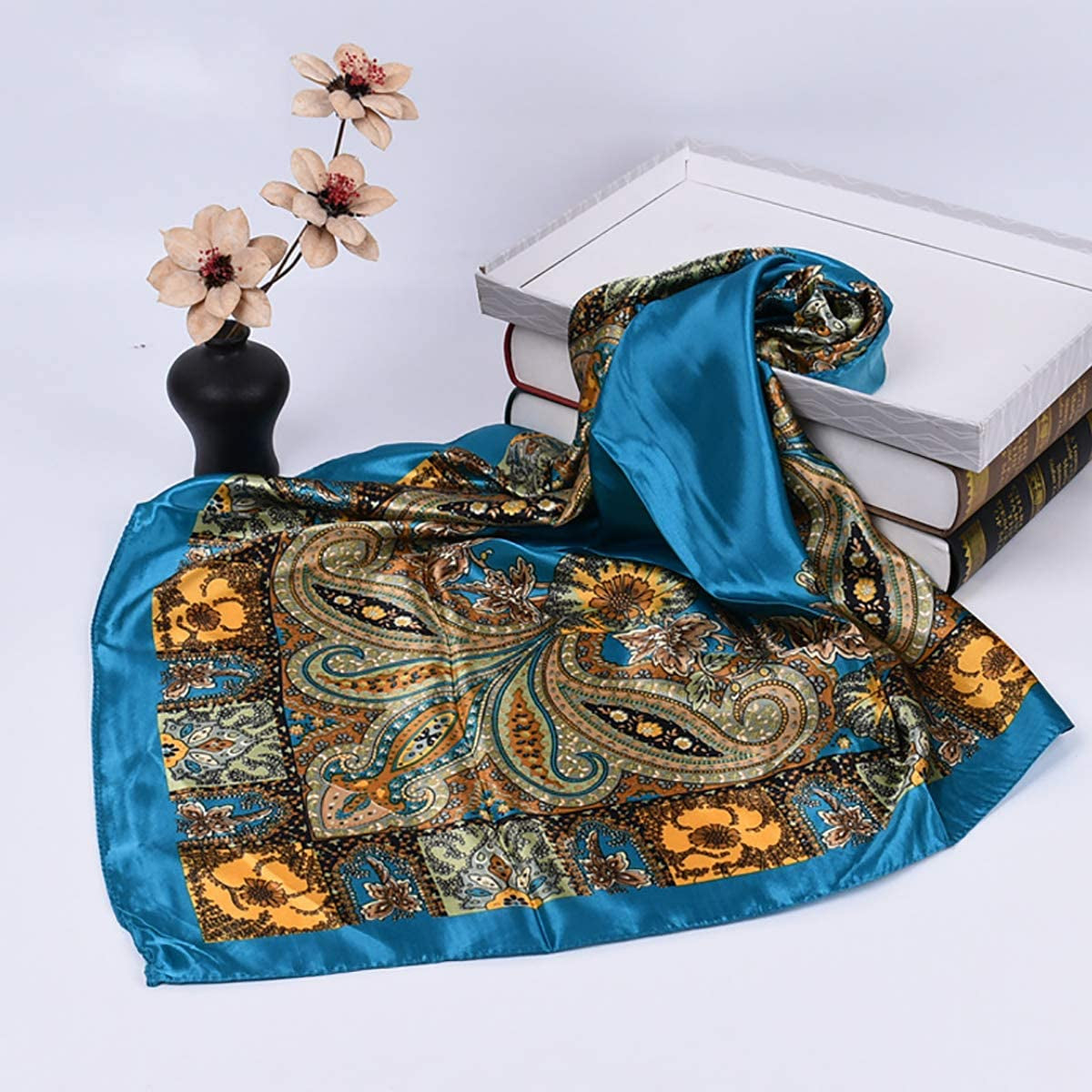 35 Inches Women Head Scarf Hair Bandanas - 4PCS Square Satin Head Scarves for Women Silk like Hair Kerchief Banadanas