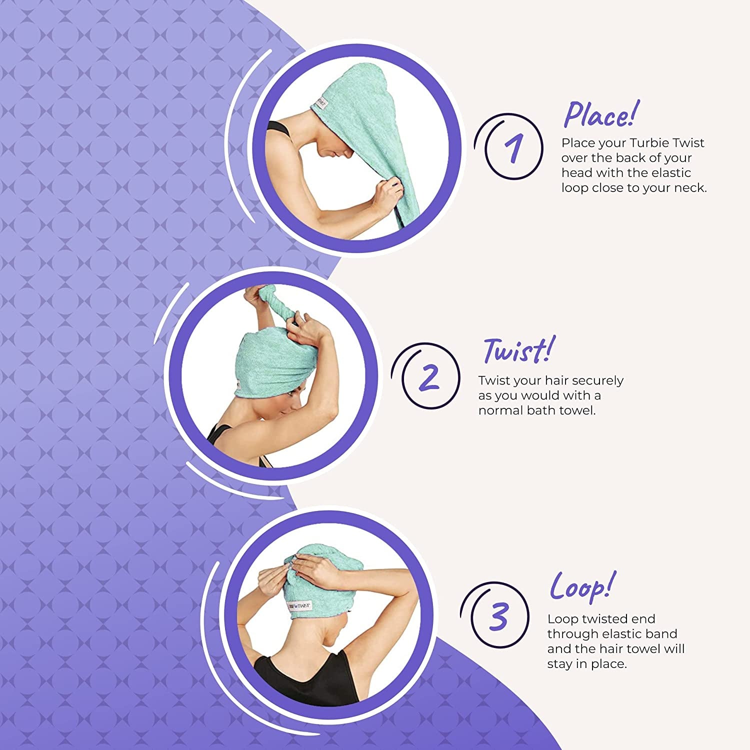 Microfiber Hair Towel Wrap for Women and Men | 4 Pack | Quick Dry Turban for Drying Curly, Long & Thick Hair (Pink, Purple, Blue, Aqua)