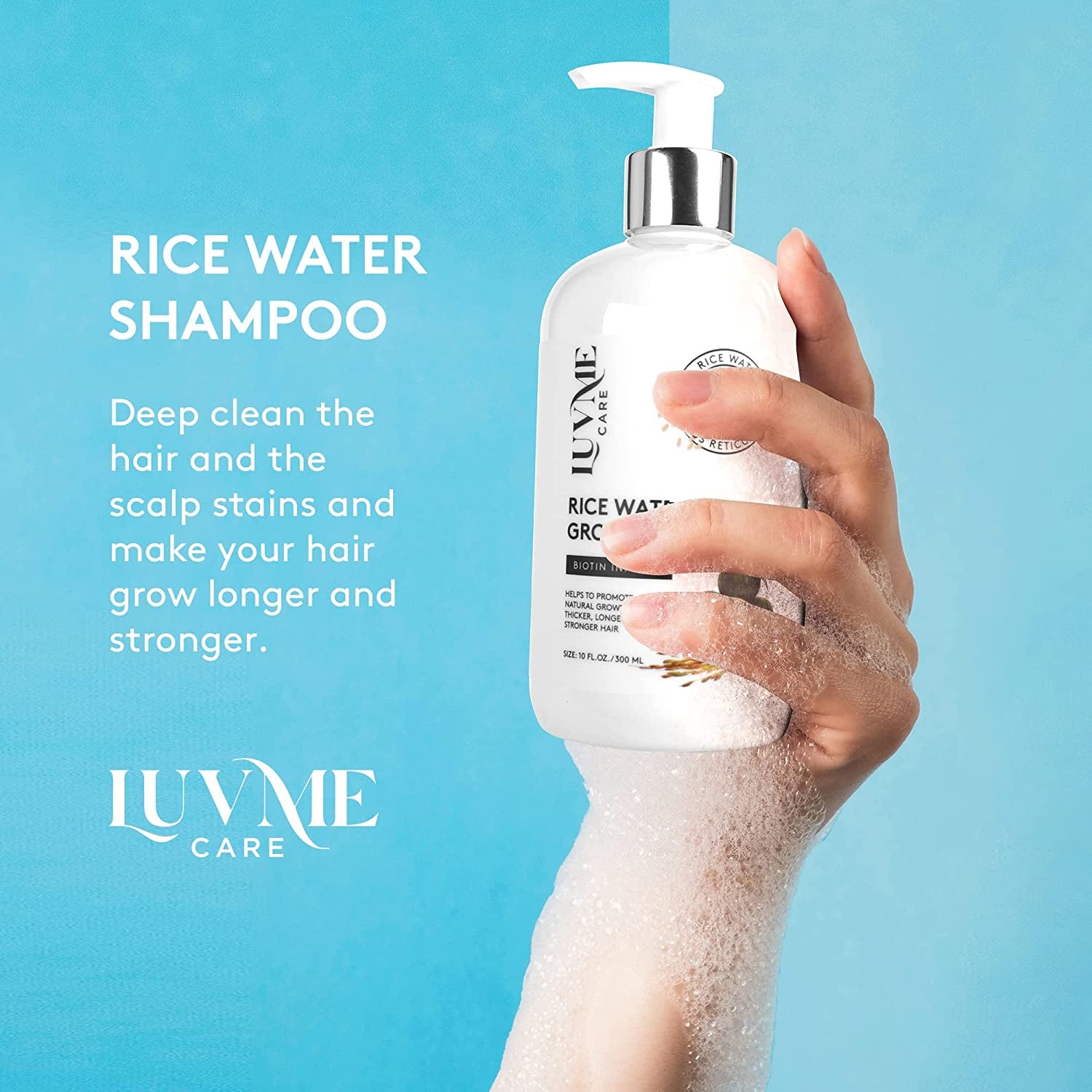 Rice Water Hair Growth Shampoo with Biotin,Rice Water for Hair Growth- Hair Shampoo for Hair Growth for Thinning Hair and Hair Loss, All Hair Types, Men and Women 10 Fl Oz