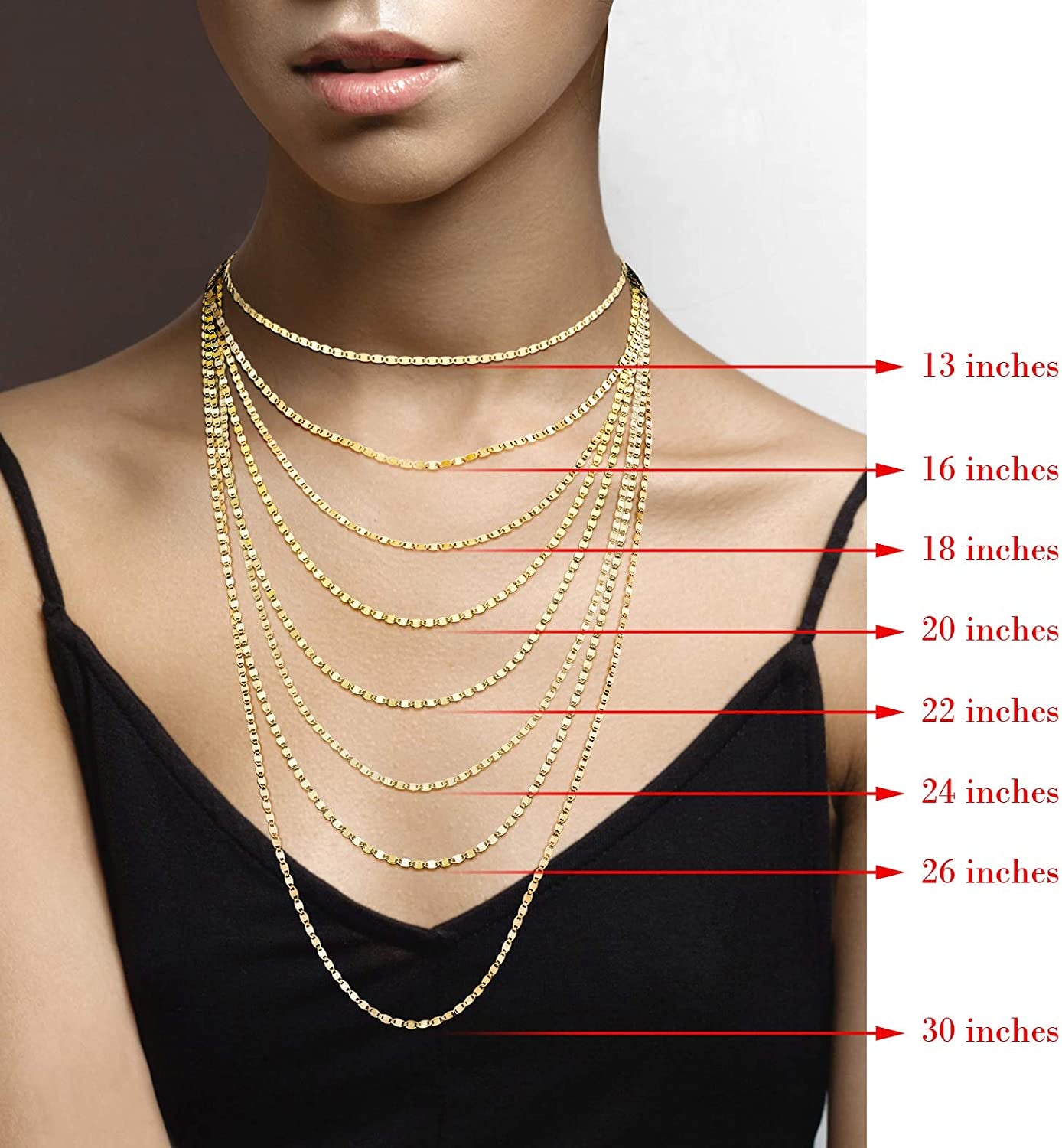 18K Gold over 925 Sterling Silver Italian Sparkle Mirror Link Chain Necklace for Women Teen Girls, Made in Italy