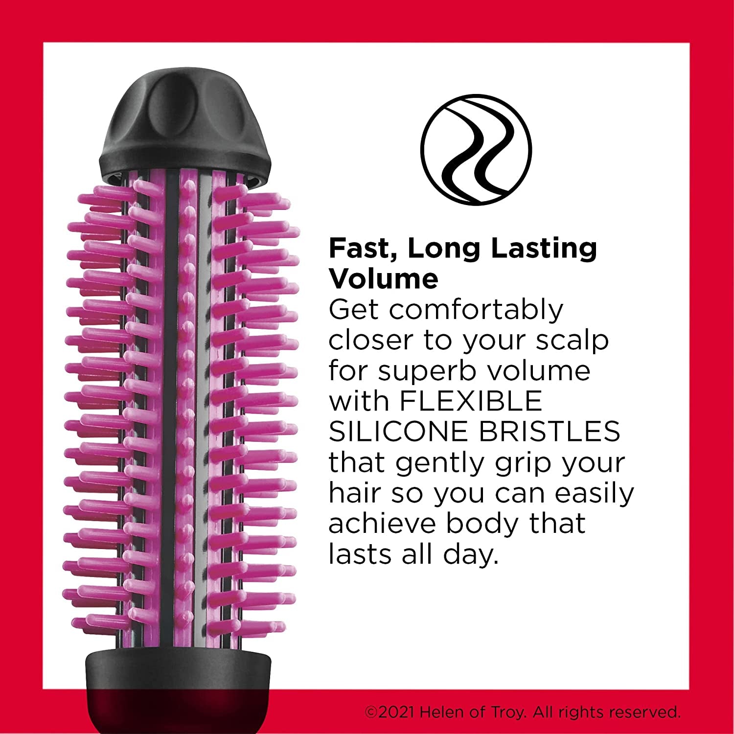 Revlon Silicone Bristle Heated Hair Styling Brush, Black, 1 Inch Barrel
