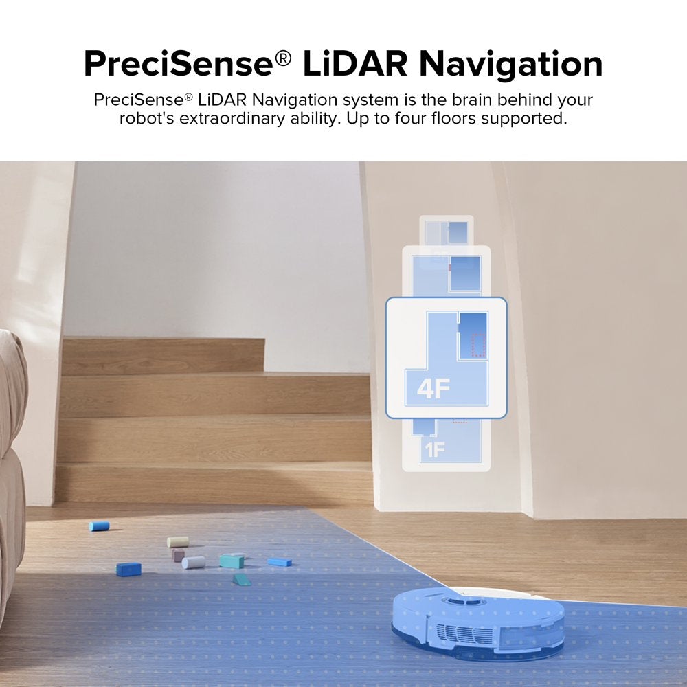 ® S8-WHT Robot Vacuum Cleaner and Sonic Mopping with Duoroller™ Brush, 6000 Pa, and Obstacle Avoidance