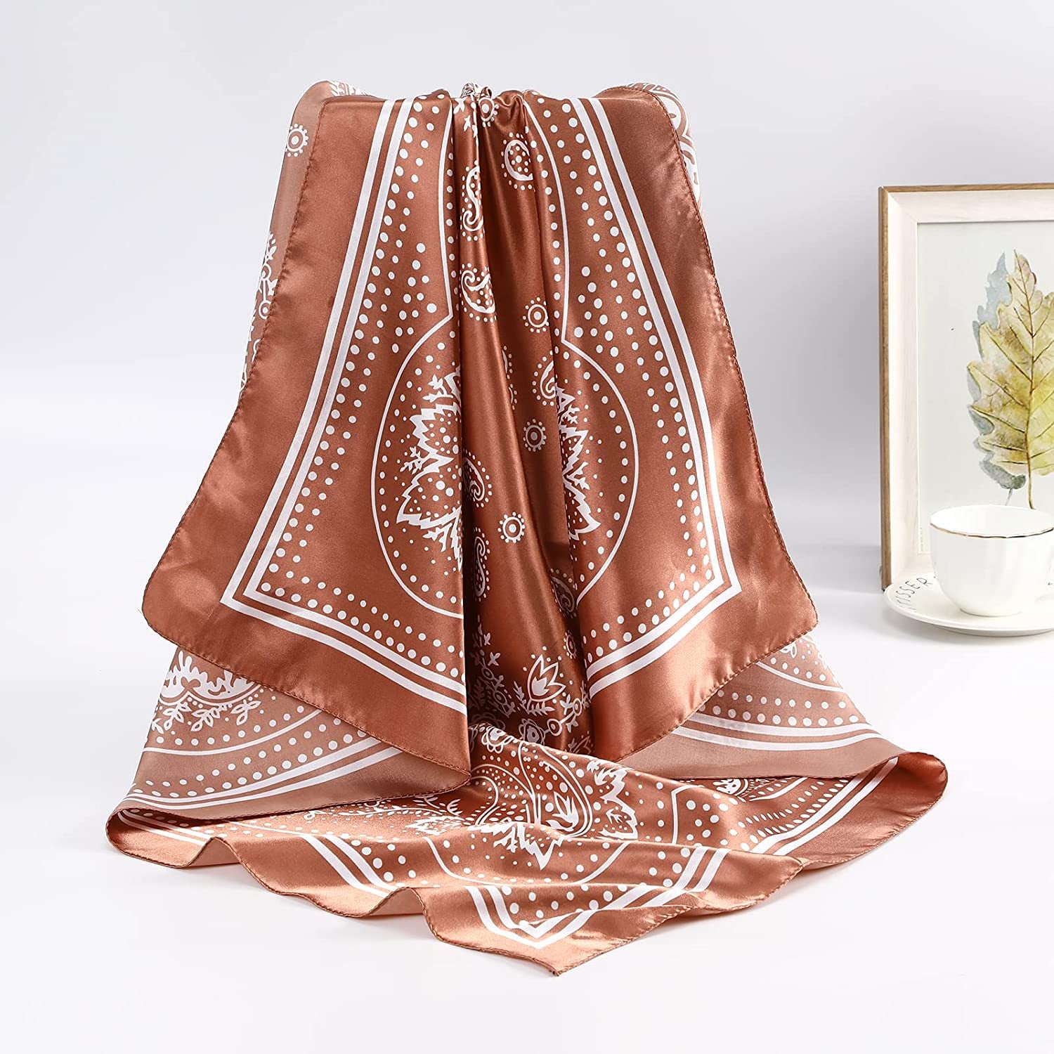 35” Satin Large Square Head Scarves - 4PCS Silk like Neck Scarf Hair Sleeping Wraps Lightweight Satin Silk Scarfs
