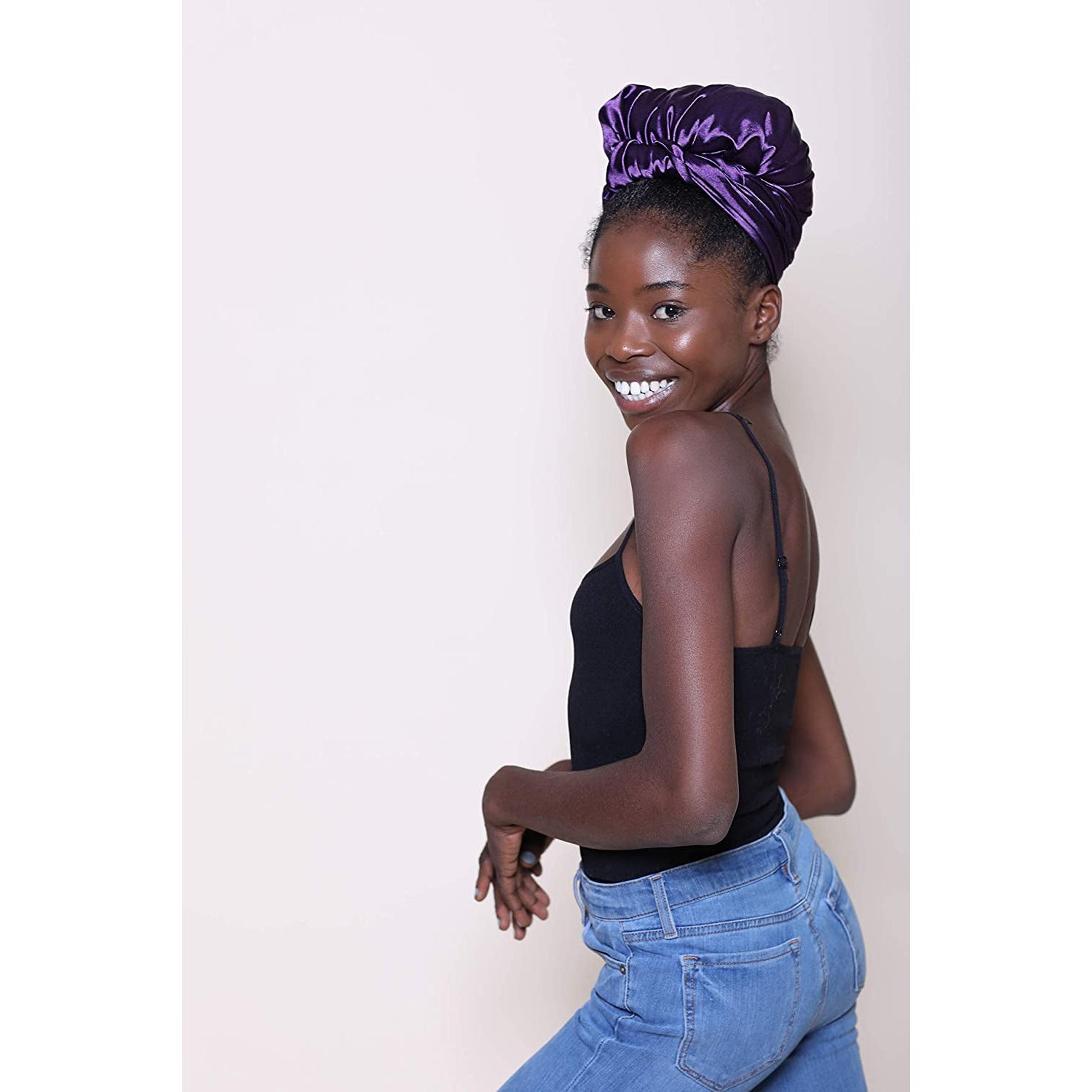 Charmeuse Satin Prefolded Head Scarf, Double Layered Satin Bandana for Women, Large, Majestic Purple Luxstretch