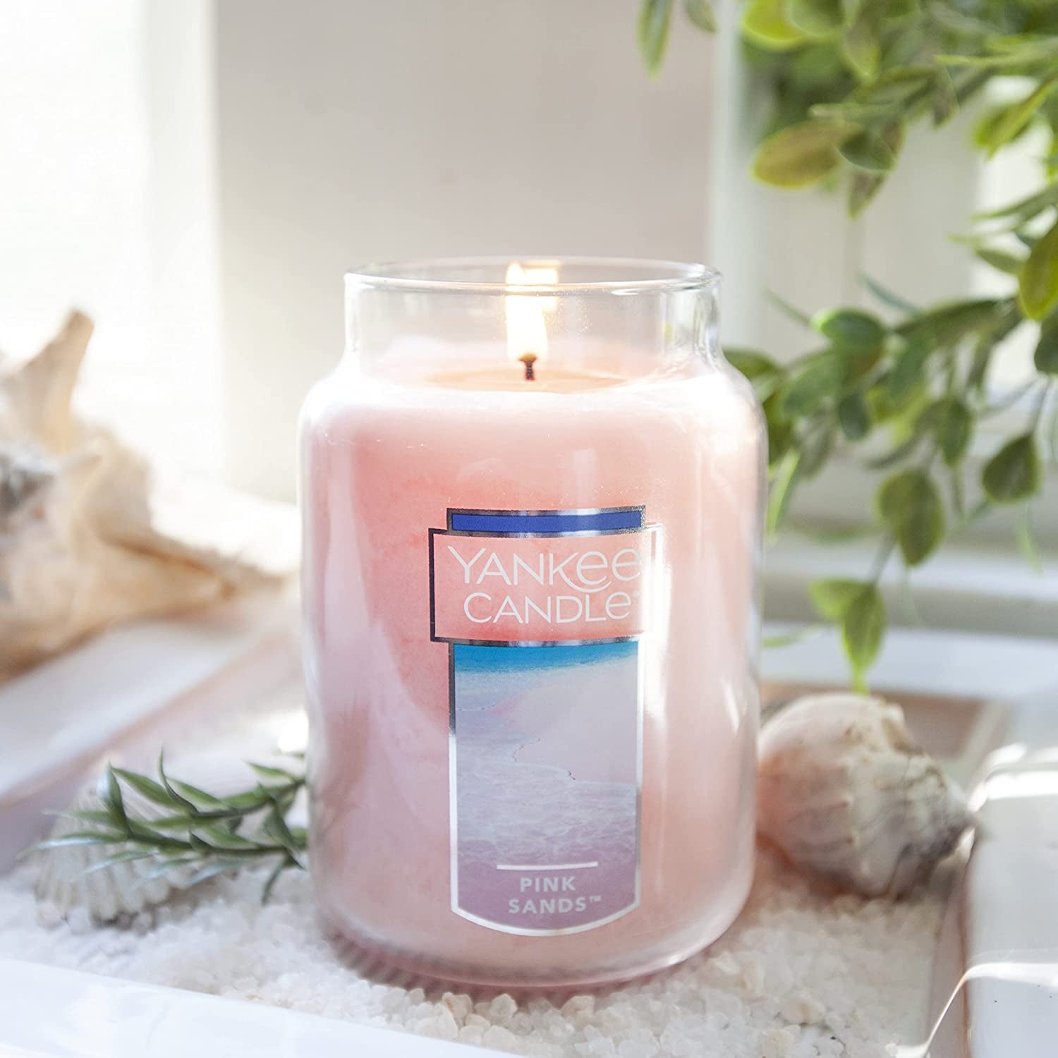 Yankee Candle Pink Sands Scented, Classic 22Oz Large Jar Single Wick Candle, over 110 Hours of Burn Time