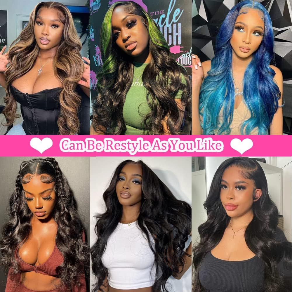 YELHADU Body Wave Lace Front Wigs Human Hair Pre Plucked 13X4 HD Lace Frontal Wigs Human Hair 150 Density Natural Black Wigs for Women Human Hair Lace Front Wig with Baby Hair Glueless 22 Inch