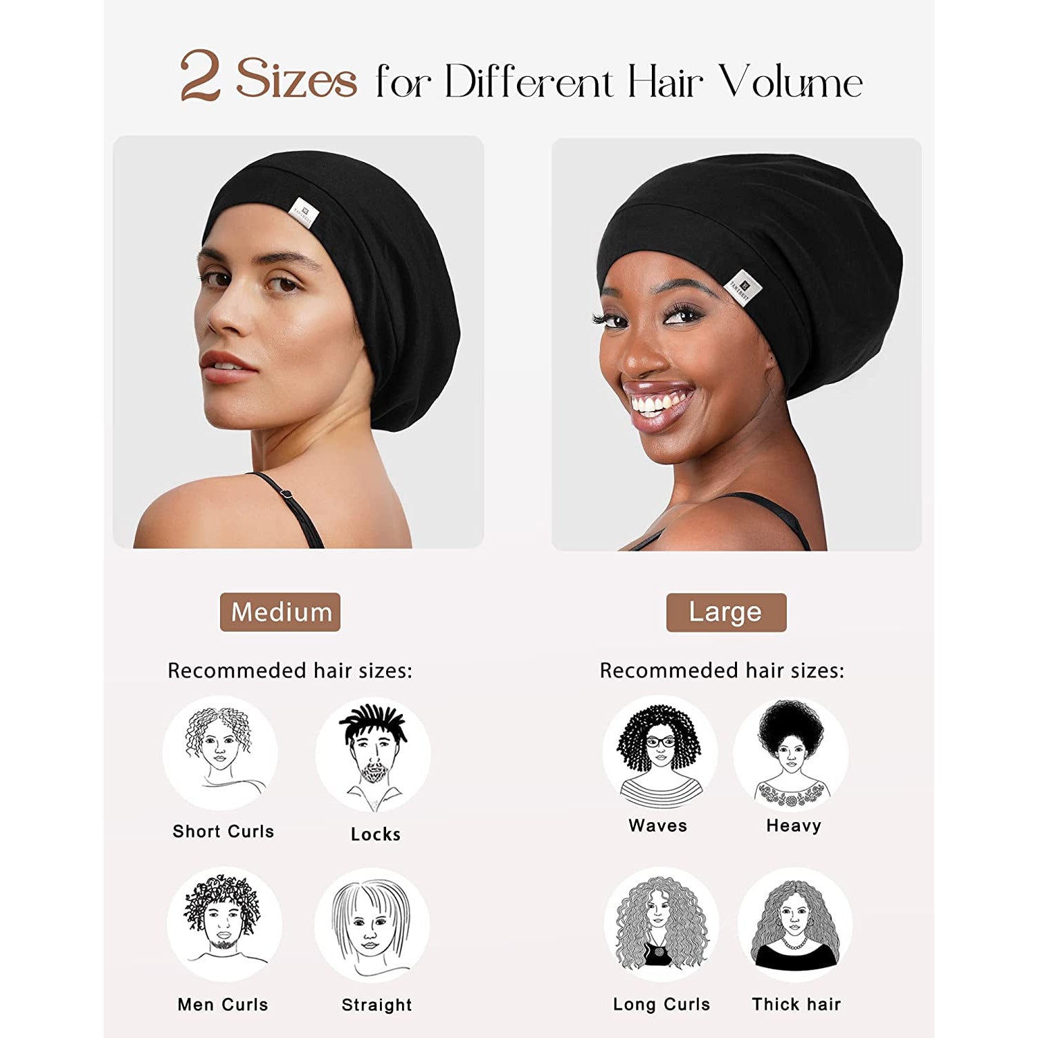 Silk Satin Bonnet Hair Wrap for Sleeping - Adjustable Stay on Silk Lined Slouchy Beanie Hat for Curly Hair and Braids
