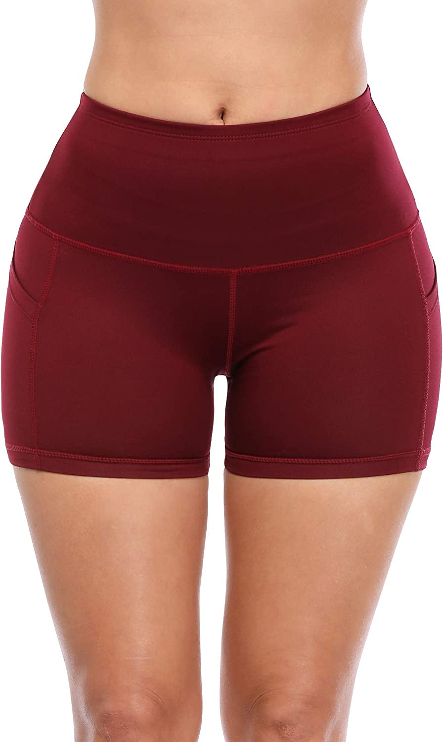 High Waist Athletic Shorts for Womens Yoga Fitness Running Shorts with Deep Pockets