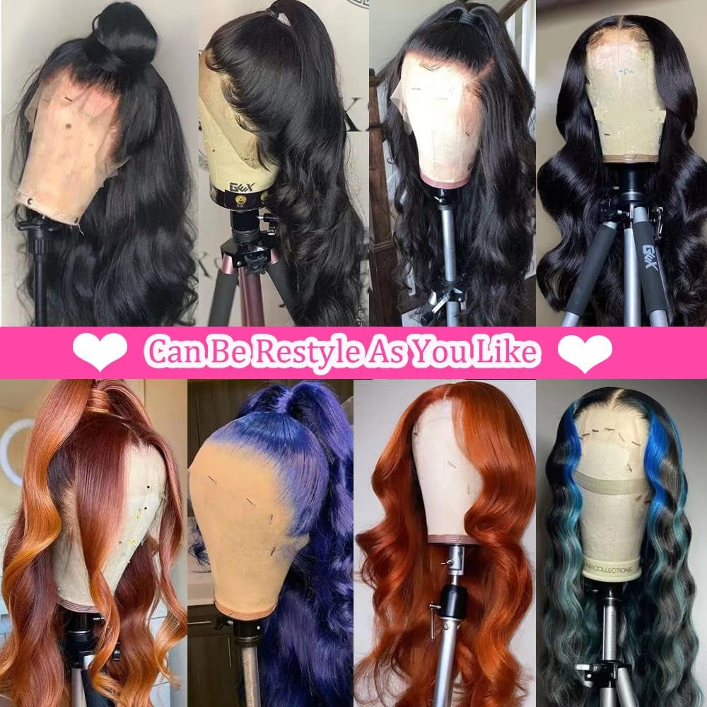 YELHADU Body Wave Lace Front Wigs Human Hair Pre Plucked 13X4 HD Lace Frontal Wigs Human Hair 150 Density Natural Black Wigs for Women Human Hair Lace Front Wig with Baby Hair Glueless 22 Inch