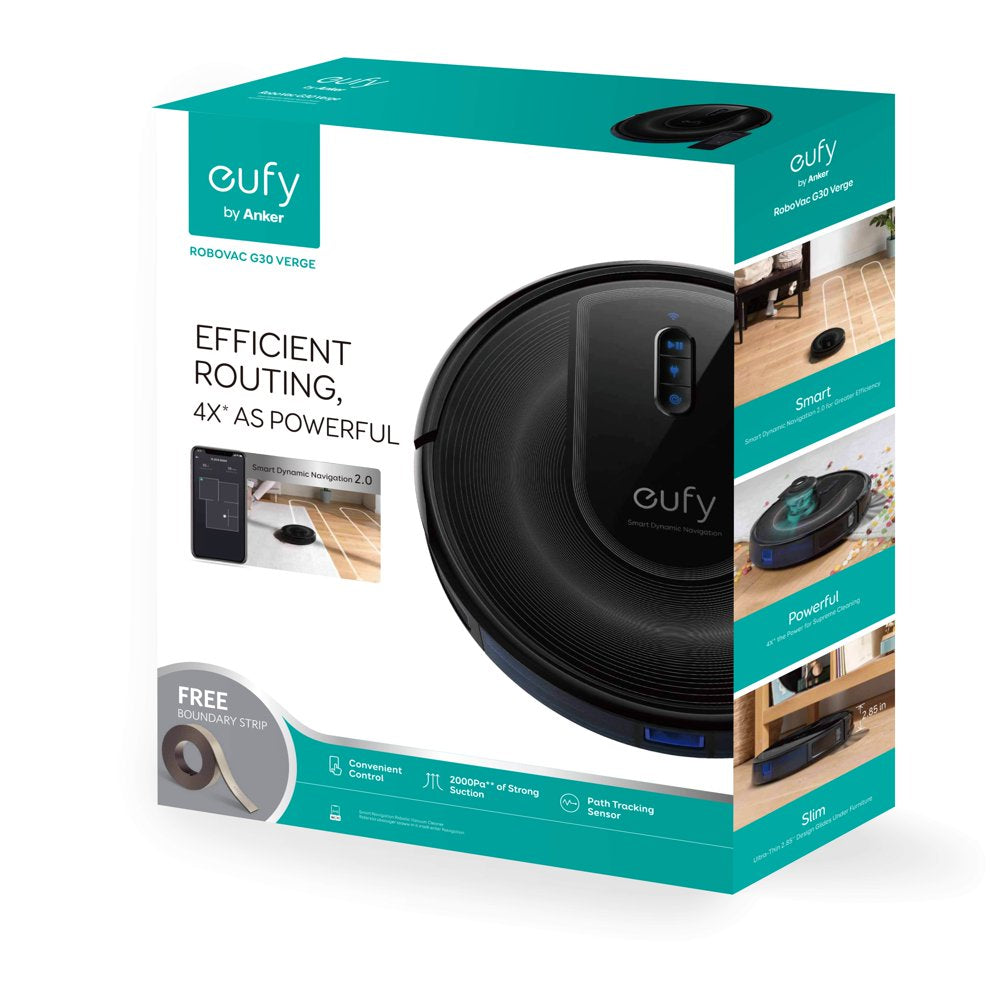 Eufy Robovac G30 Verge, Robot Vacuum with Home Mapping, 2000Pa Suction, Wi-Fi, Boundary Strips, for Carpets and Hard Floors
