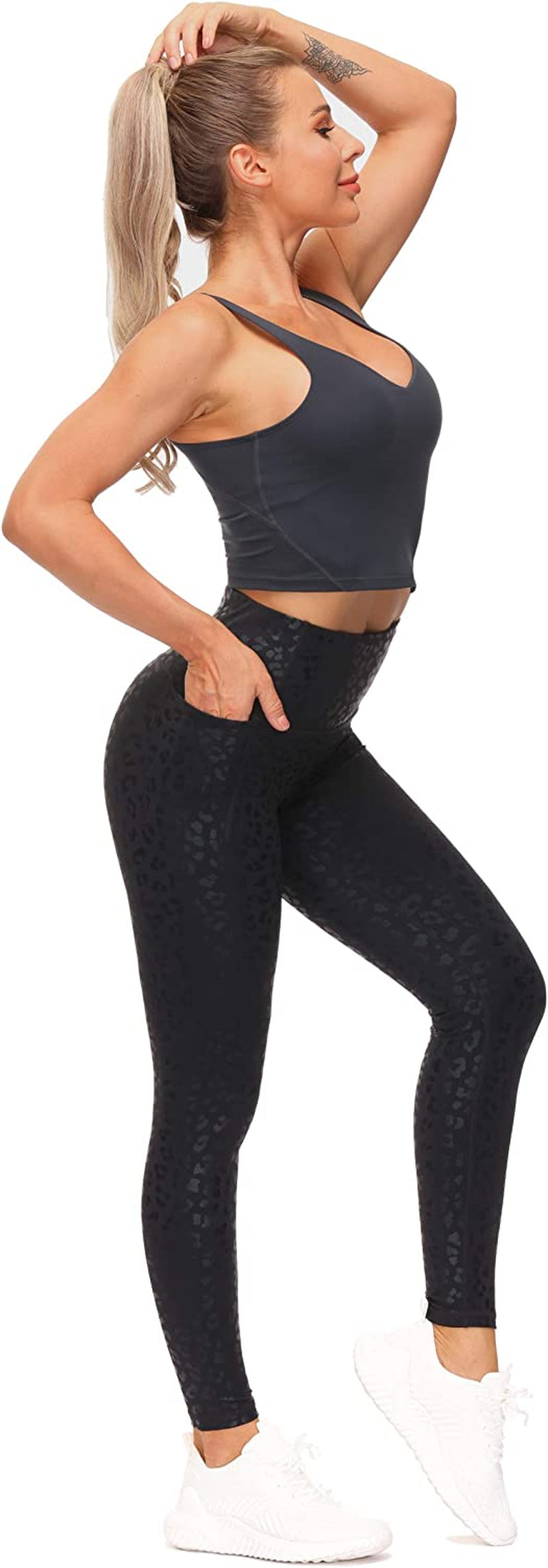 Tummy Control Workout Leggings with Pockets High Waist Athletic Yoga Pants for Women Running, Hiking