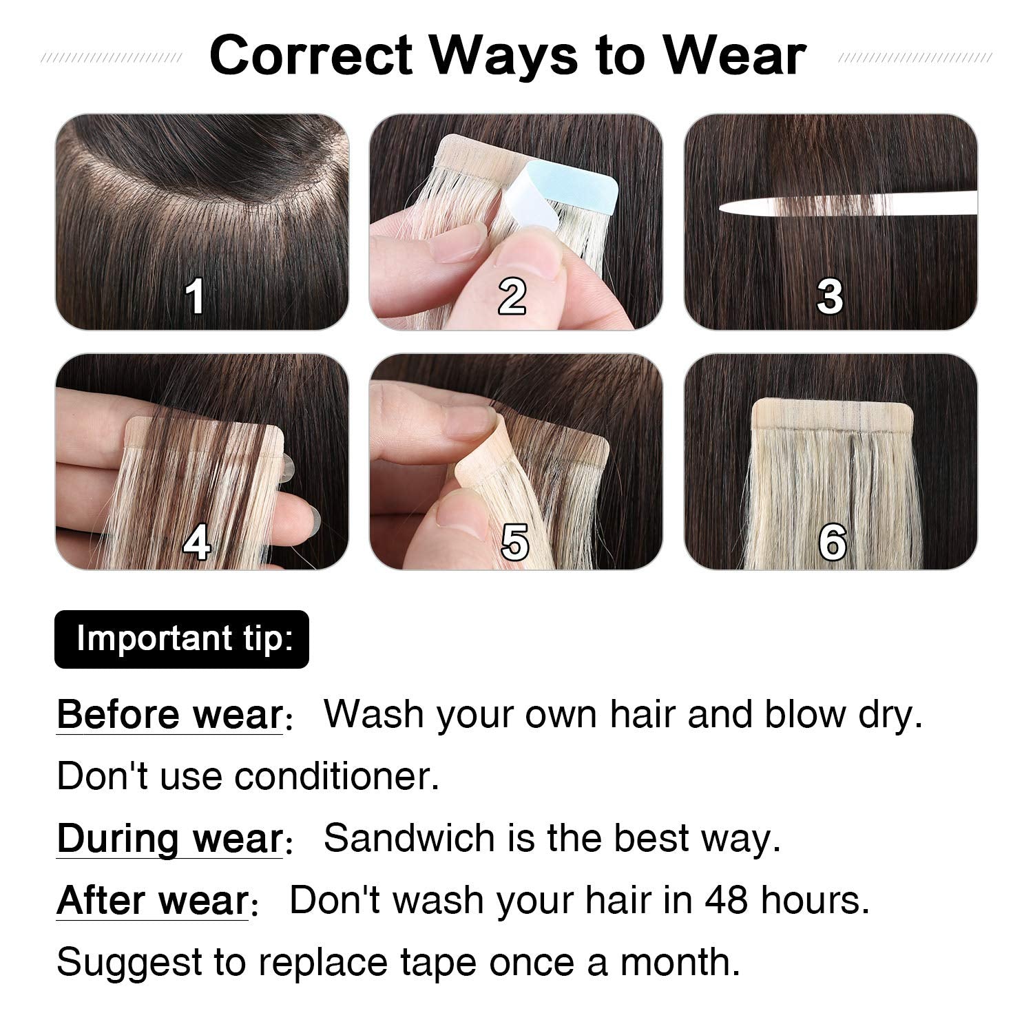 Tape in Hair Extensions Human Hair 18 Inches 50G/Pack 20Pcs Straight Seamless Skin Weft Jet Black Tape Hair Extensions (18 Inches #1 Jet Black)