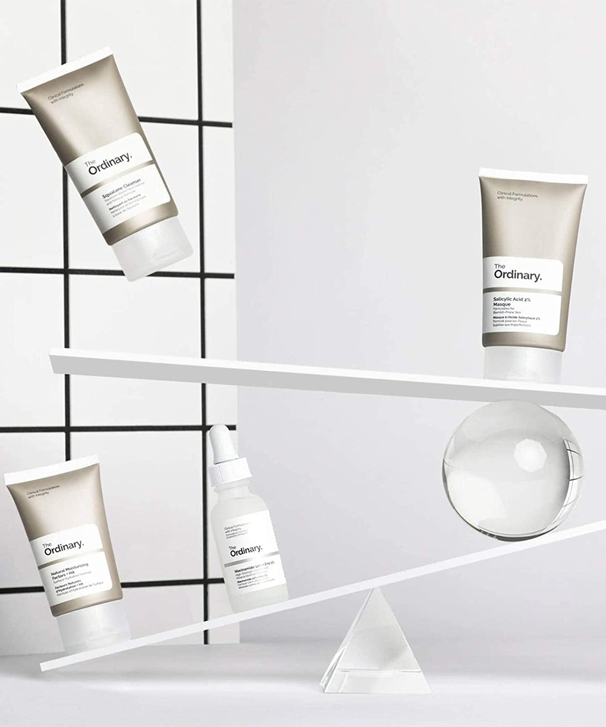 the Balance Set (4 Pcs: Squalance Cleanser + Salicylic Acid 2% Masque + Niacinamide 10% + Zinc 1% + Natural Moisturizing Factors + HA)