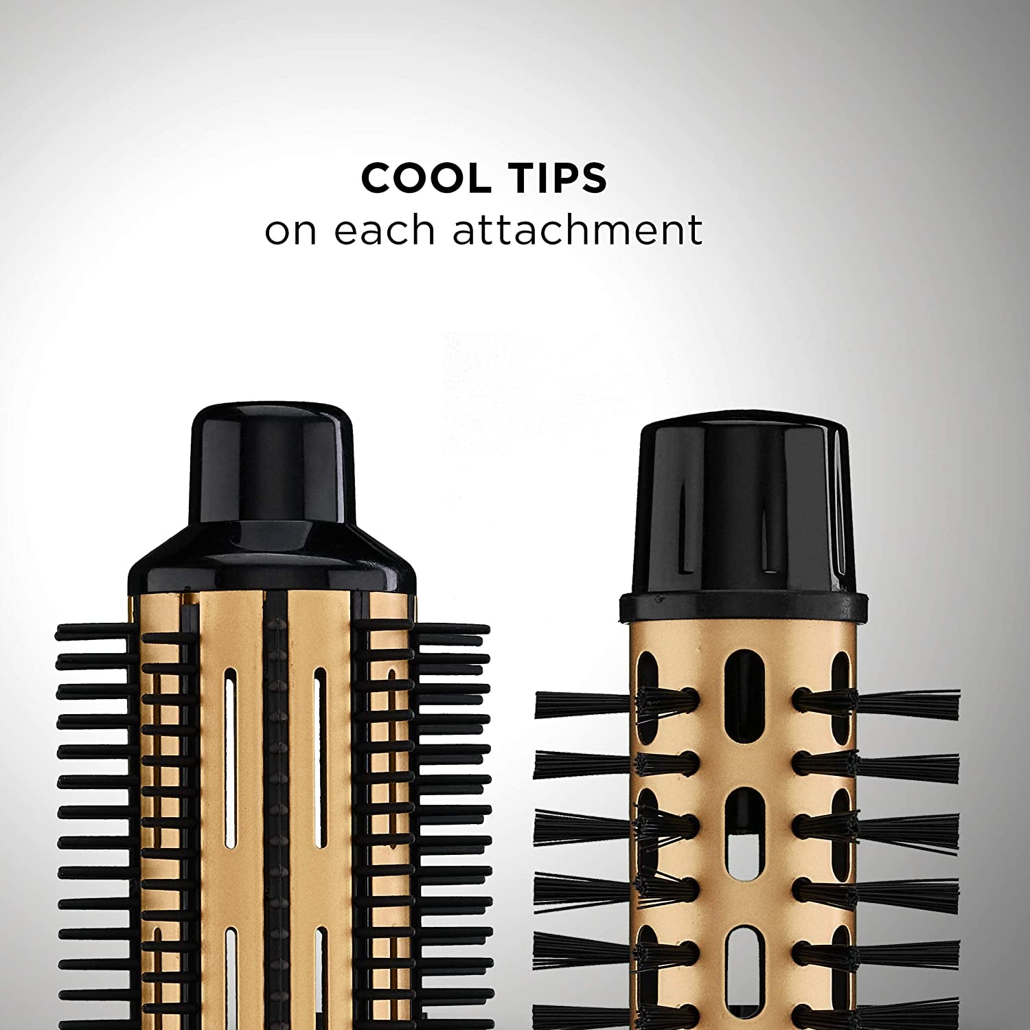 2-In-1 Hot Air Brush and Curling Comb, Hair Styling Tools & Appliances, Black/Gold