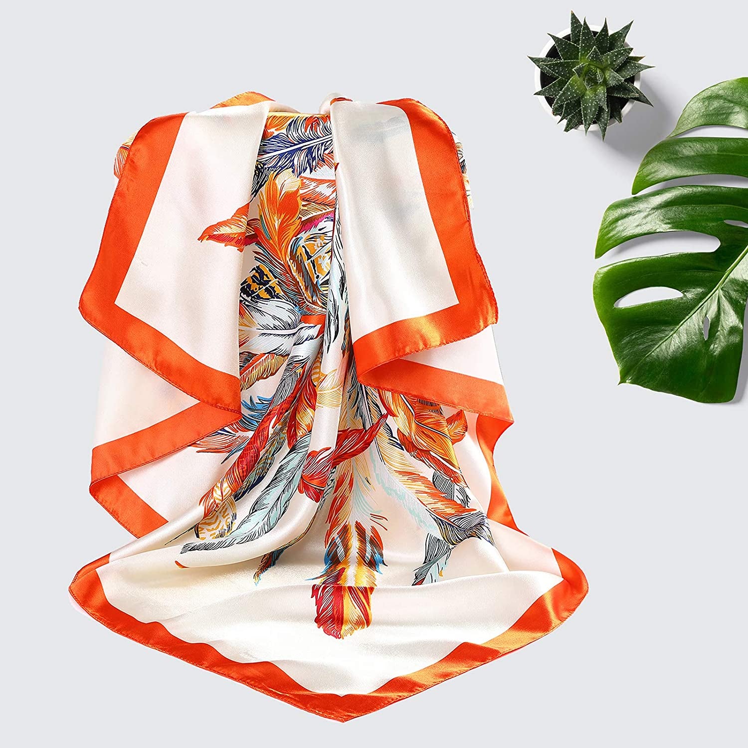 35 Inches Women Head Scarf Hair Bandanas - 4PCS Square Satin Head Scarves for Women Silk like Hair Kerchief Banadanas