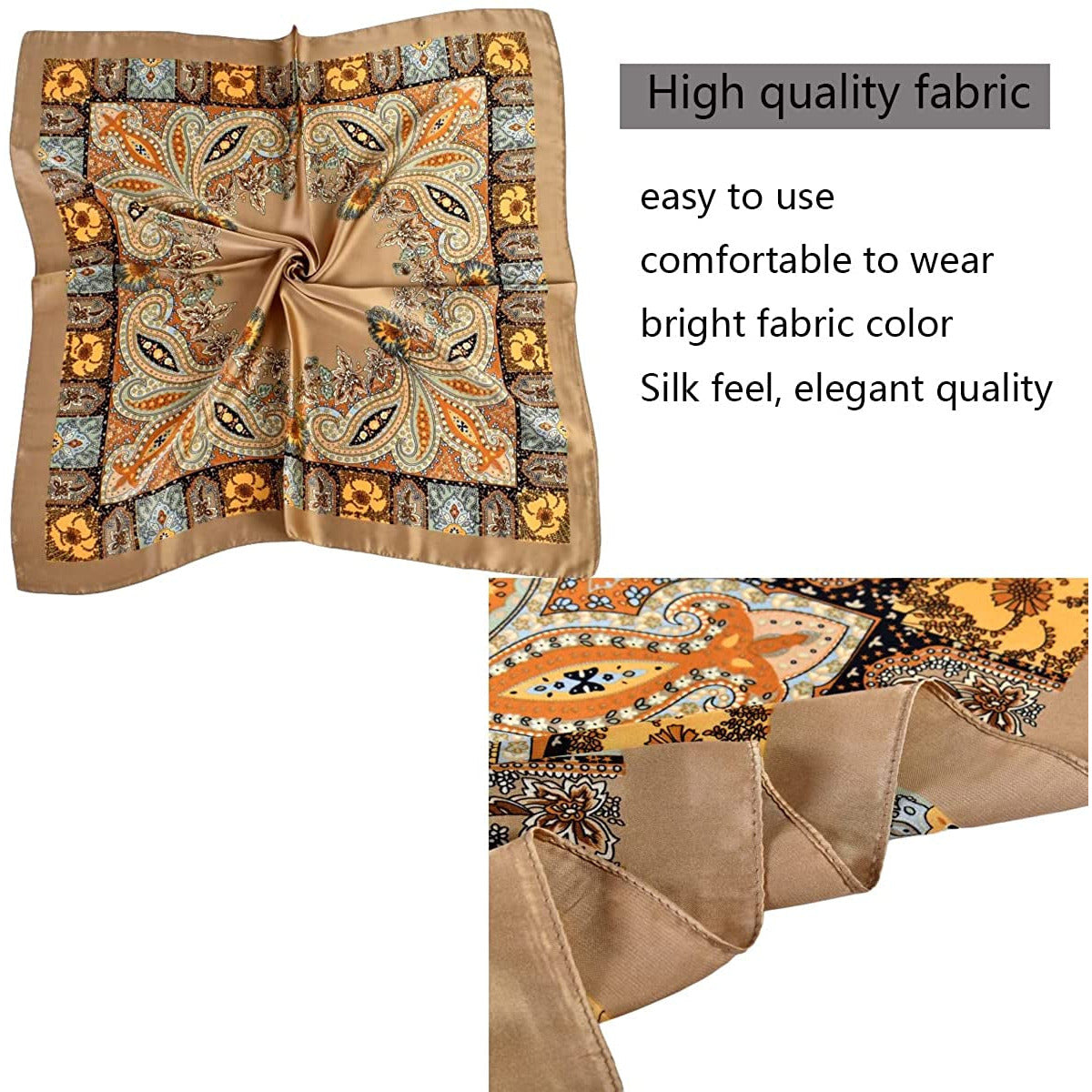 4/5 Pcs 27.5 Inch Head Scarf Silk Bandana Satin Hair Scarf Square Neck Scarf for Women Girls